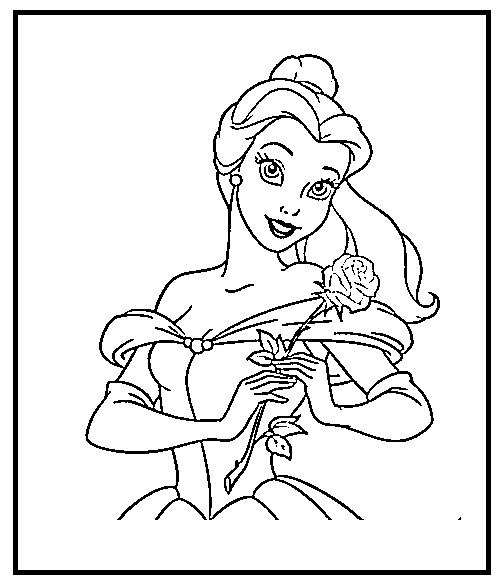 Printable Beauty and the Beast BELLE Coloring Page for kids.