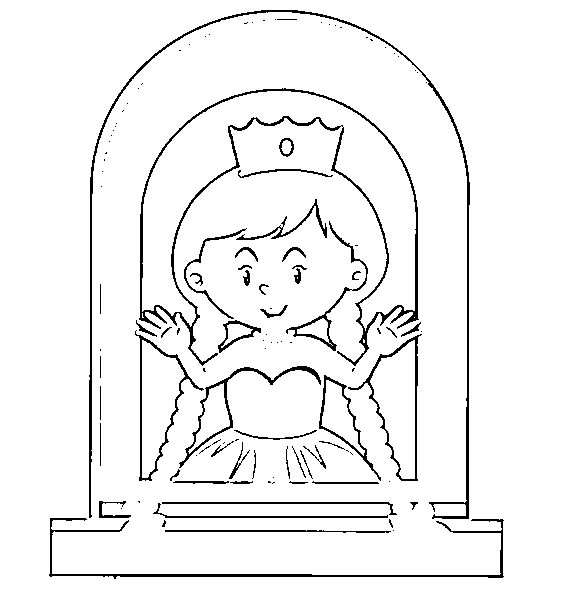Printable Princess looking out Window Coloring Page for kids.