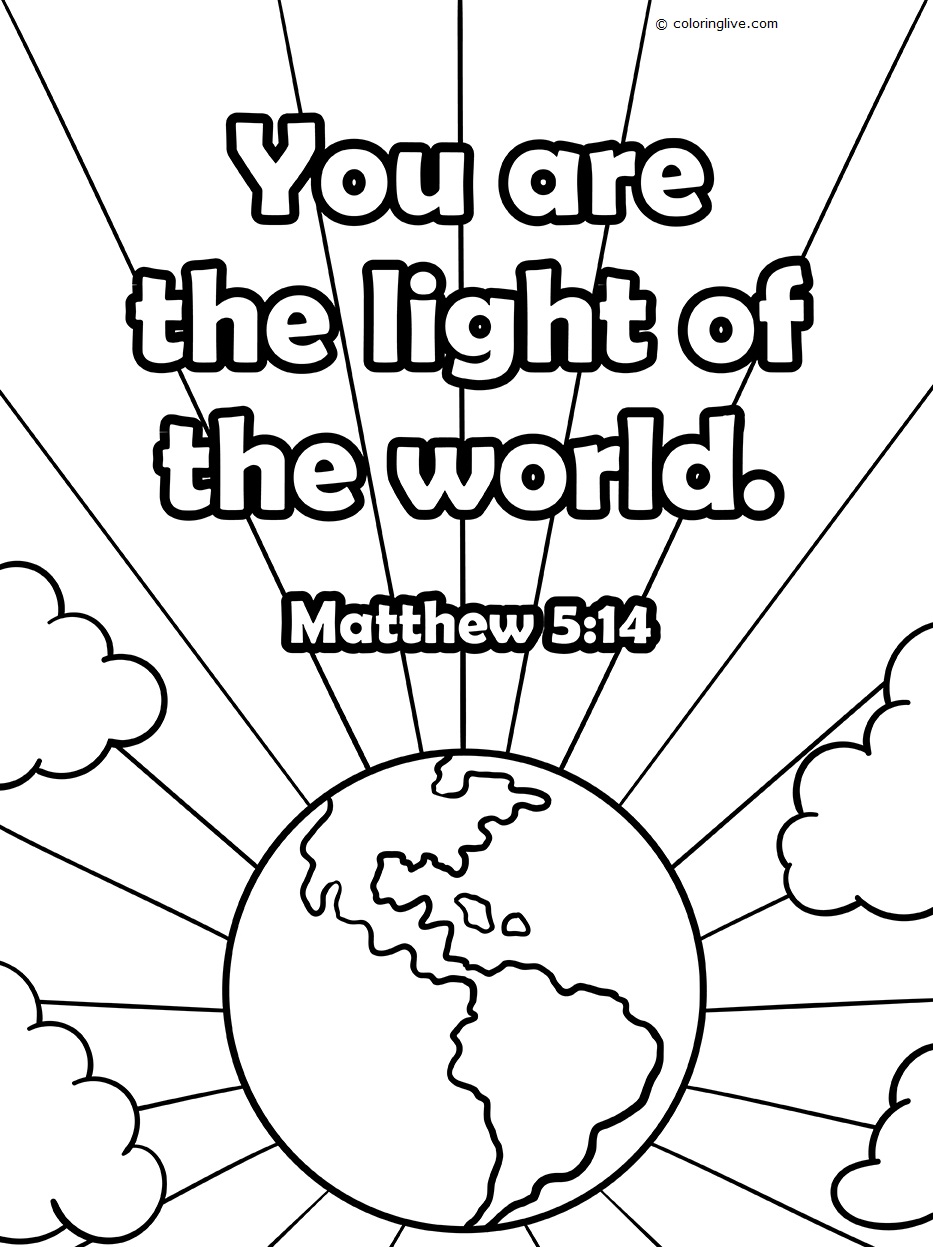 Printable You are the light of the World Coloring Page for kids.