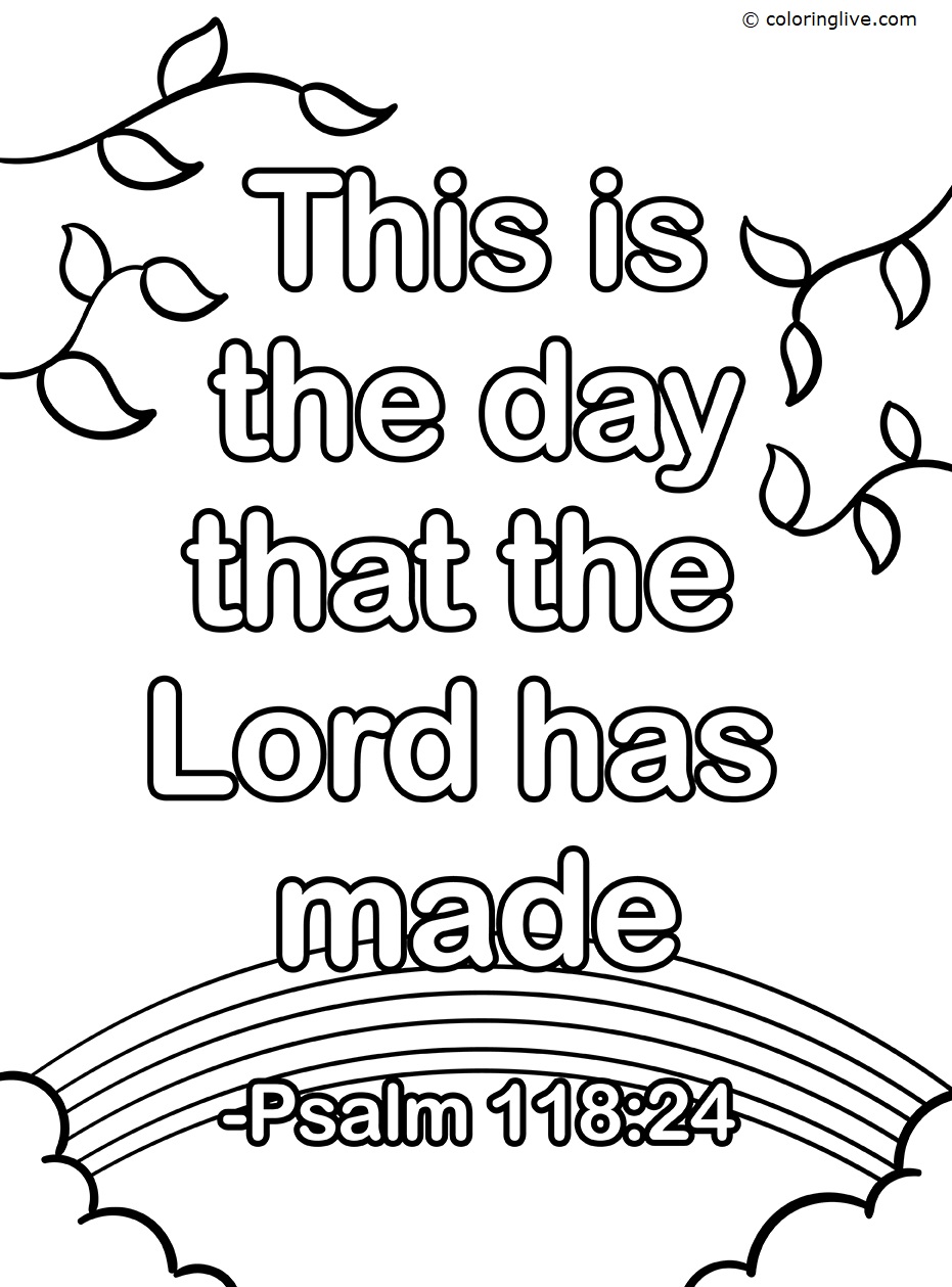 Printable This is the day that the Lord has made Coloring Page for kids.