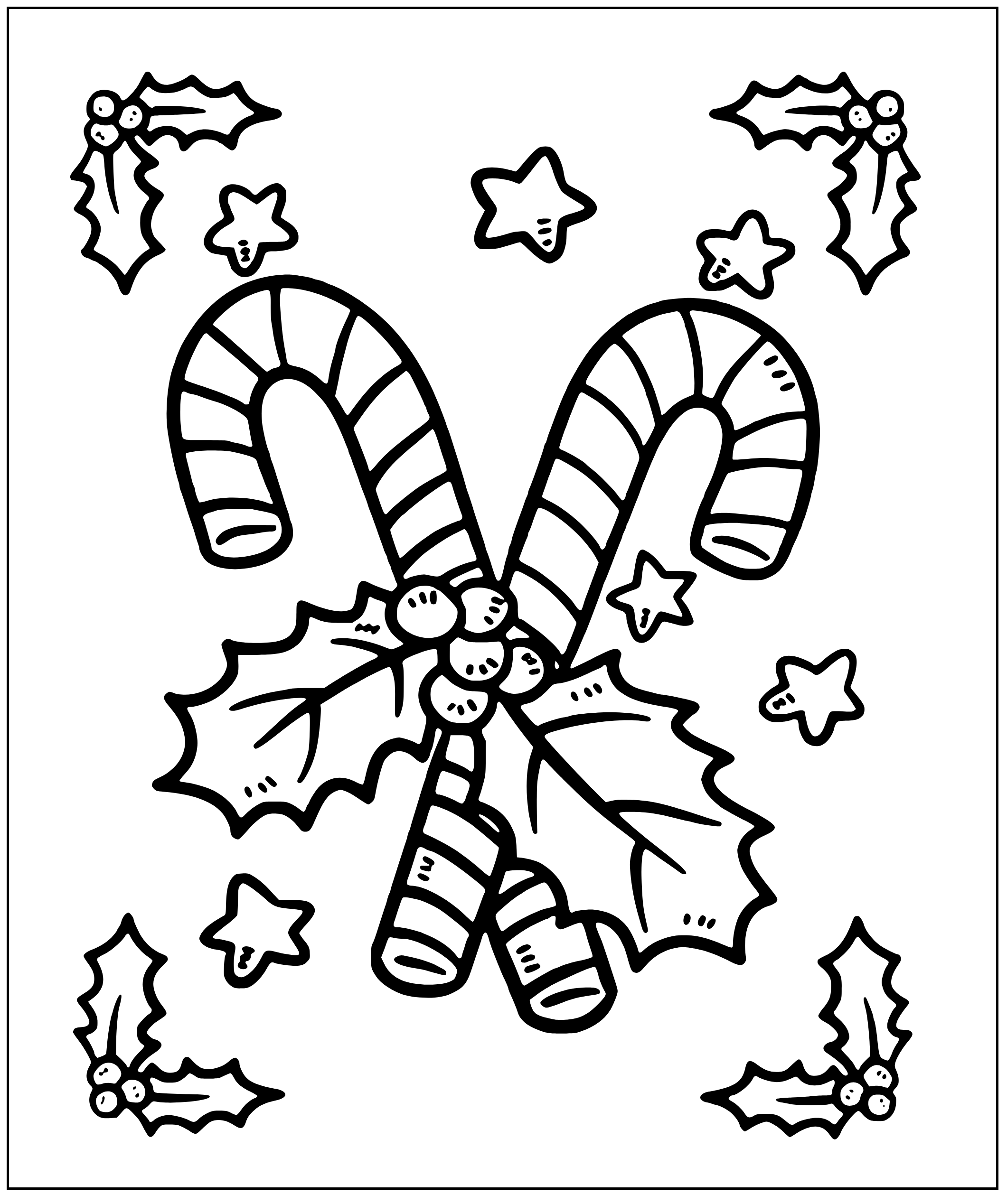 Printable Candy Canes Coloring Page for kids.