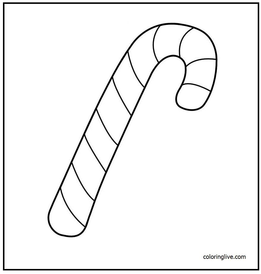 Printable Candy Cane for Coloring Page for kids.