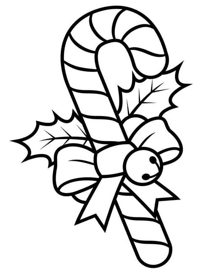 Printable Candy Cane Coloring Page for kids.