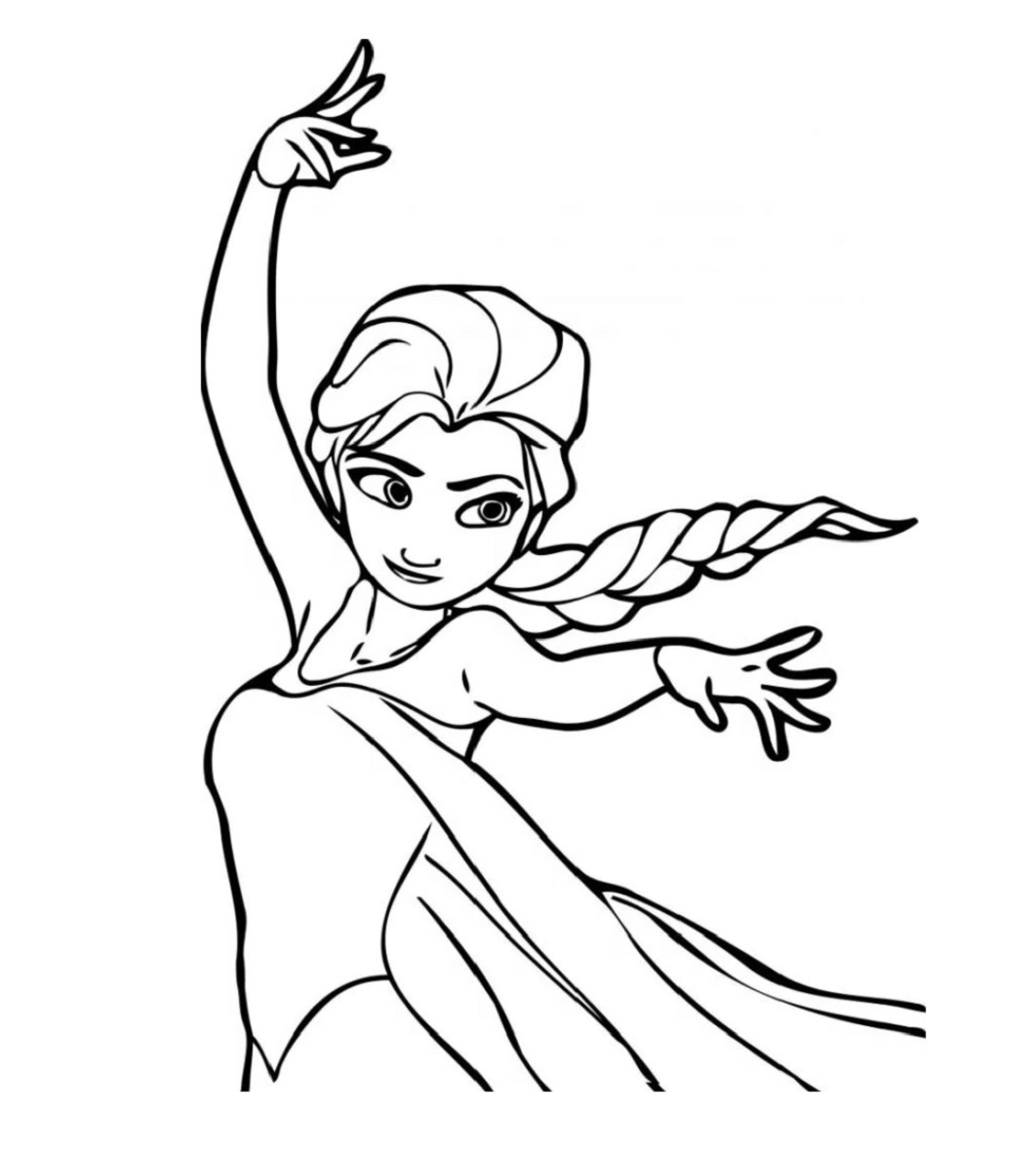 Printable Pretty Frozen ElsA Coloring Page for kids.