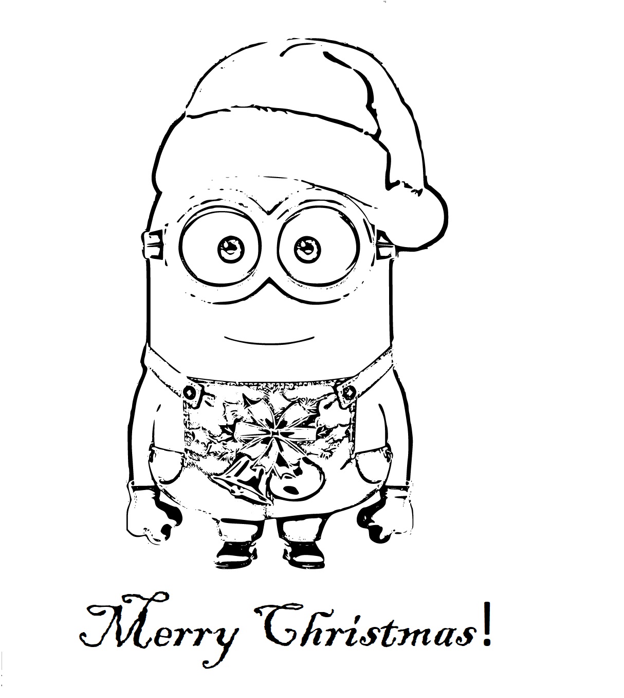 Printable Minion: Merry Christmas! Coloring Page for kids.