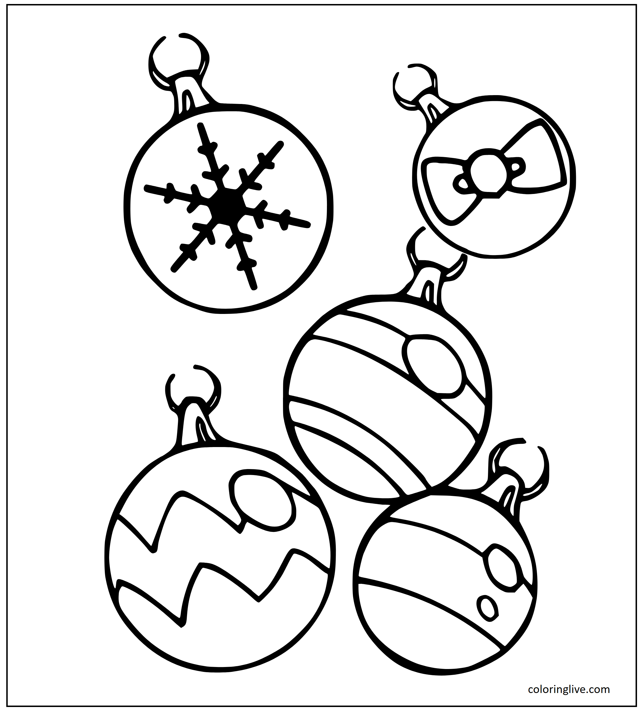 Printable Christmas Ornaments to color Coloring Page for kids.