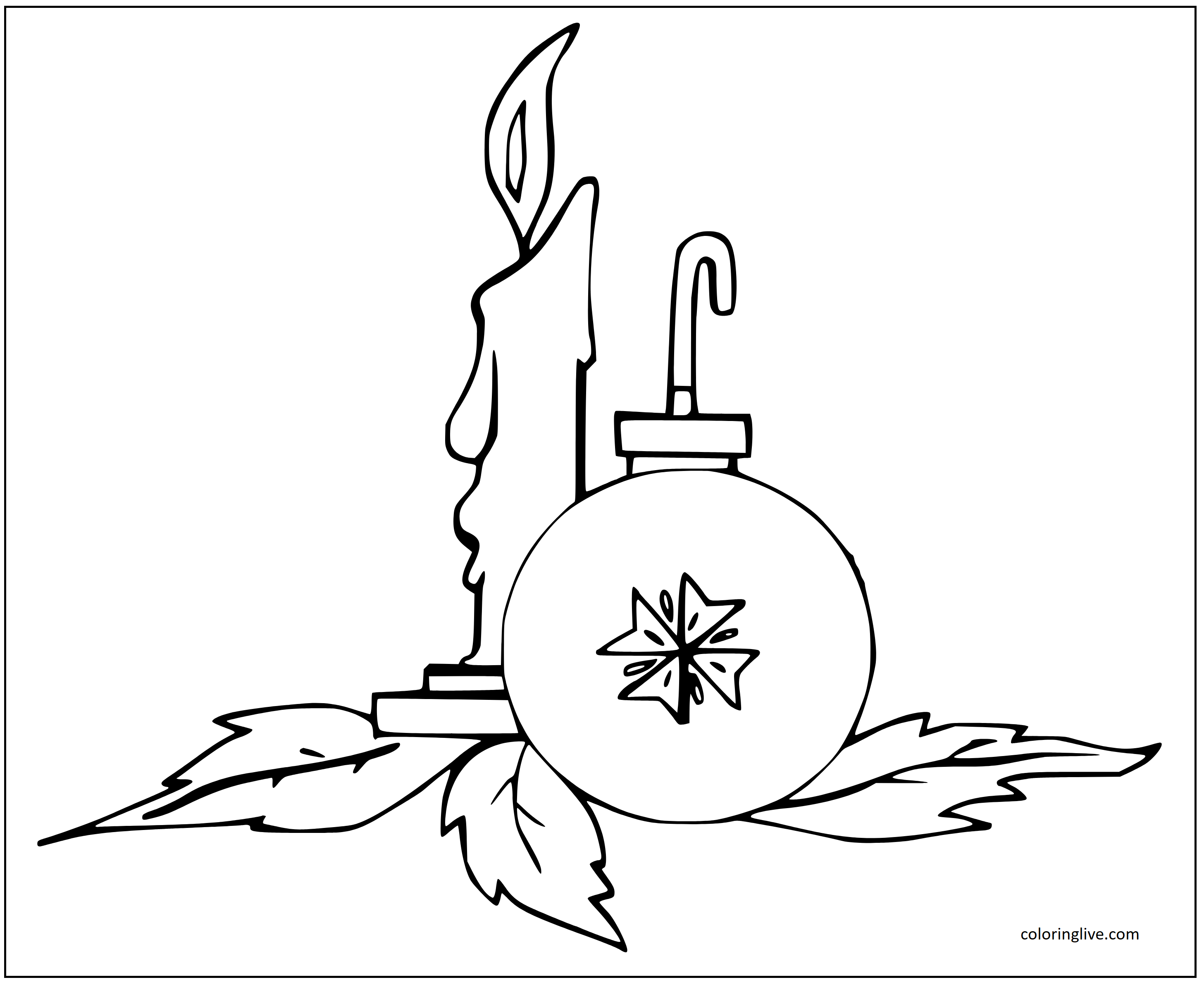 Printable Candy and Christmas Ornament  for Coloring Page for kids.