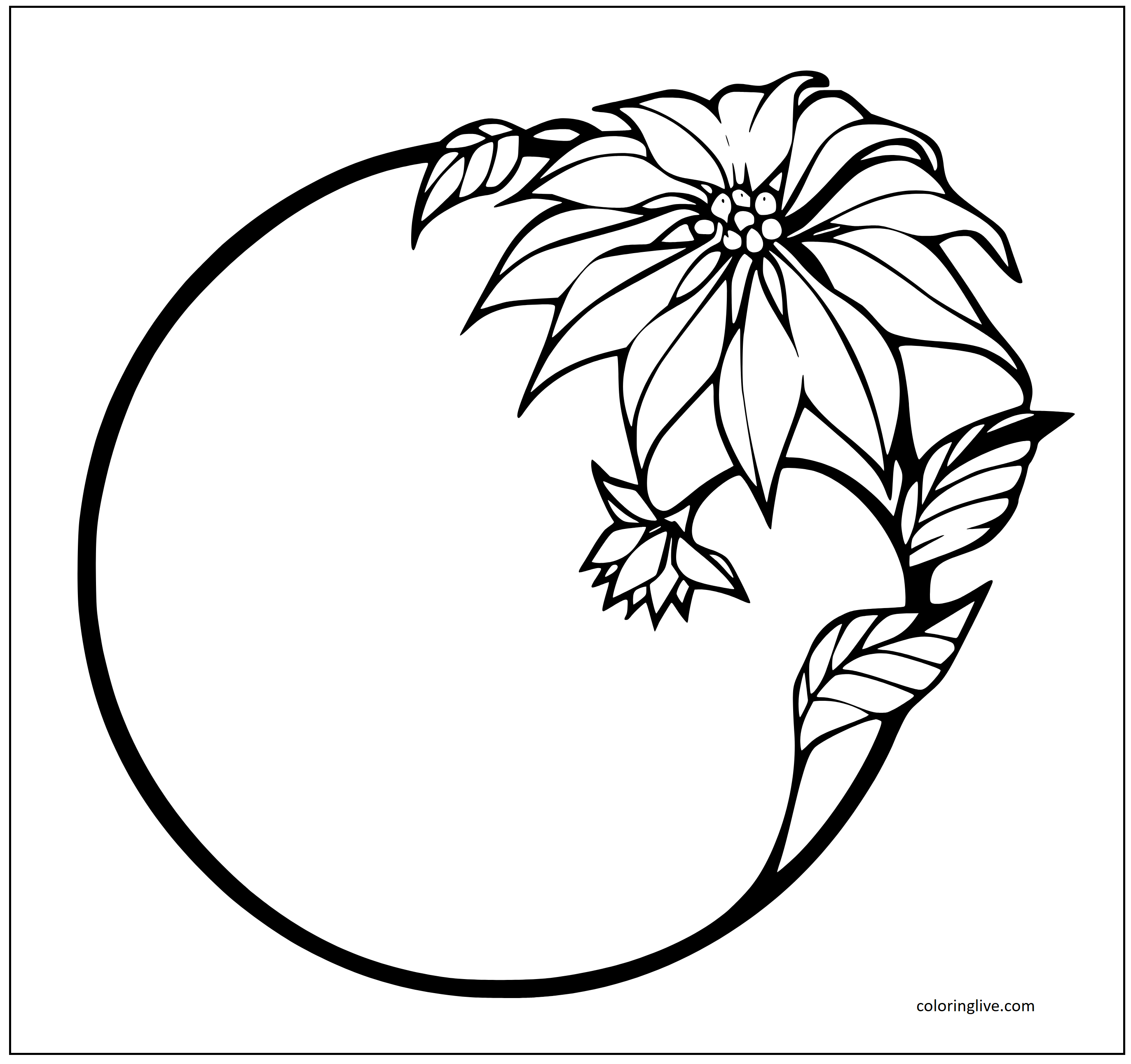 Printable Flowers and Christmas Ornament Coloring Page for kids.