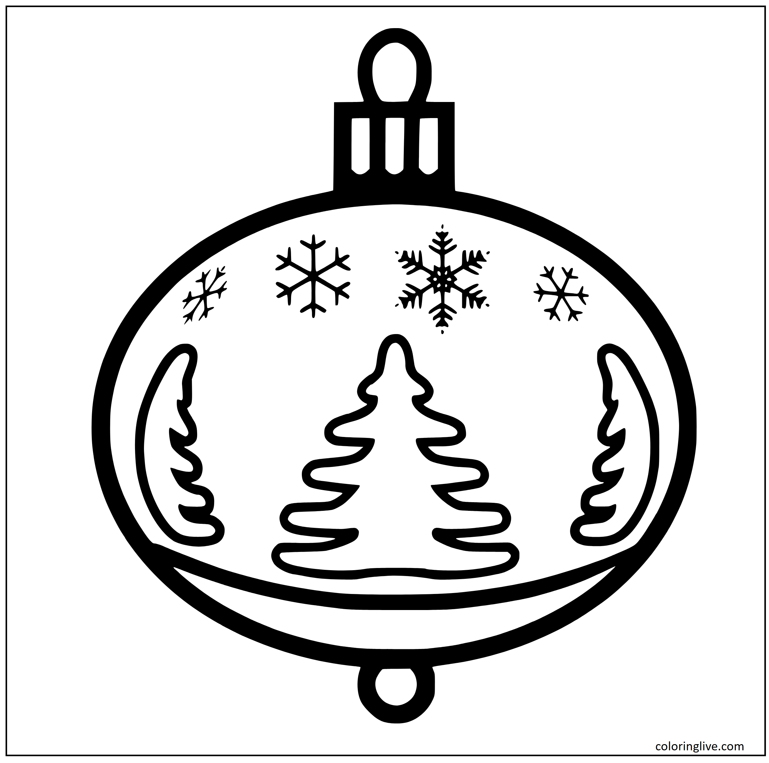 Printable Winter theme Christmas Ornament Coloring Page for kids.