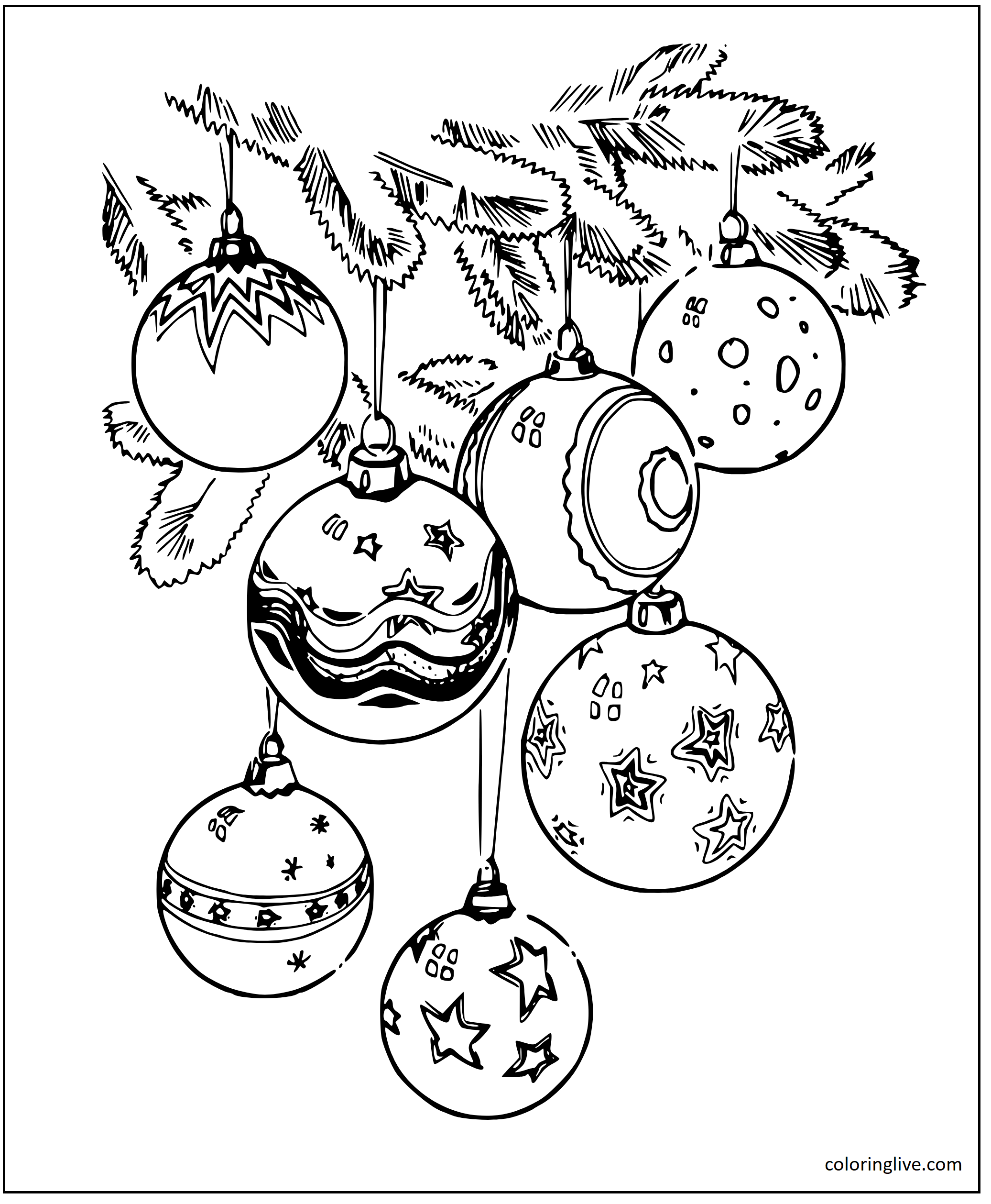 Printable Christmas Ornaments  sheets Coloring Page for kids.
