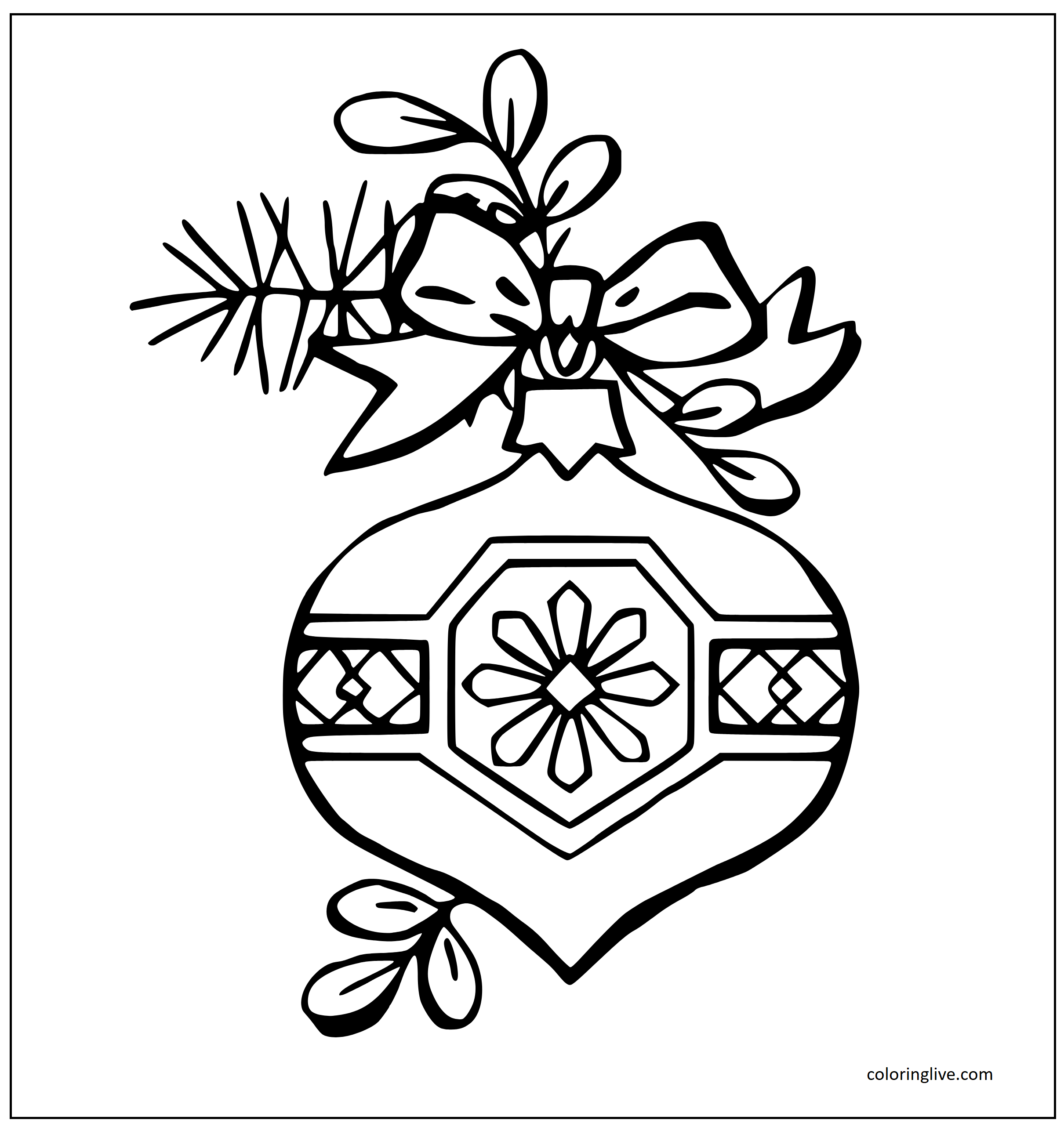 Printable Christmas Ornaments  sheet Coloring Page for kids.