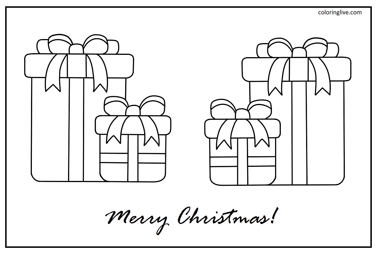 Printable Present for Merry Christmas Coloring Page for kids.