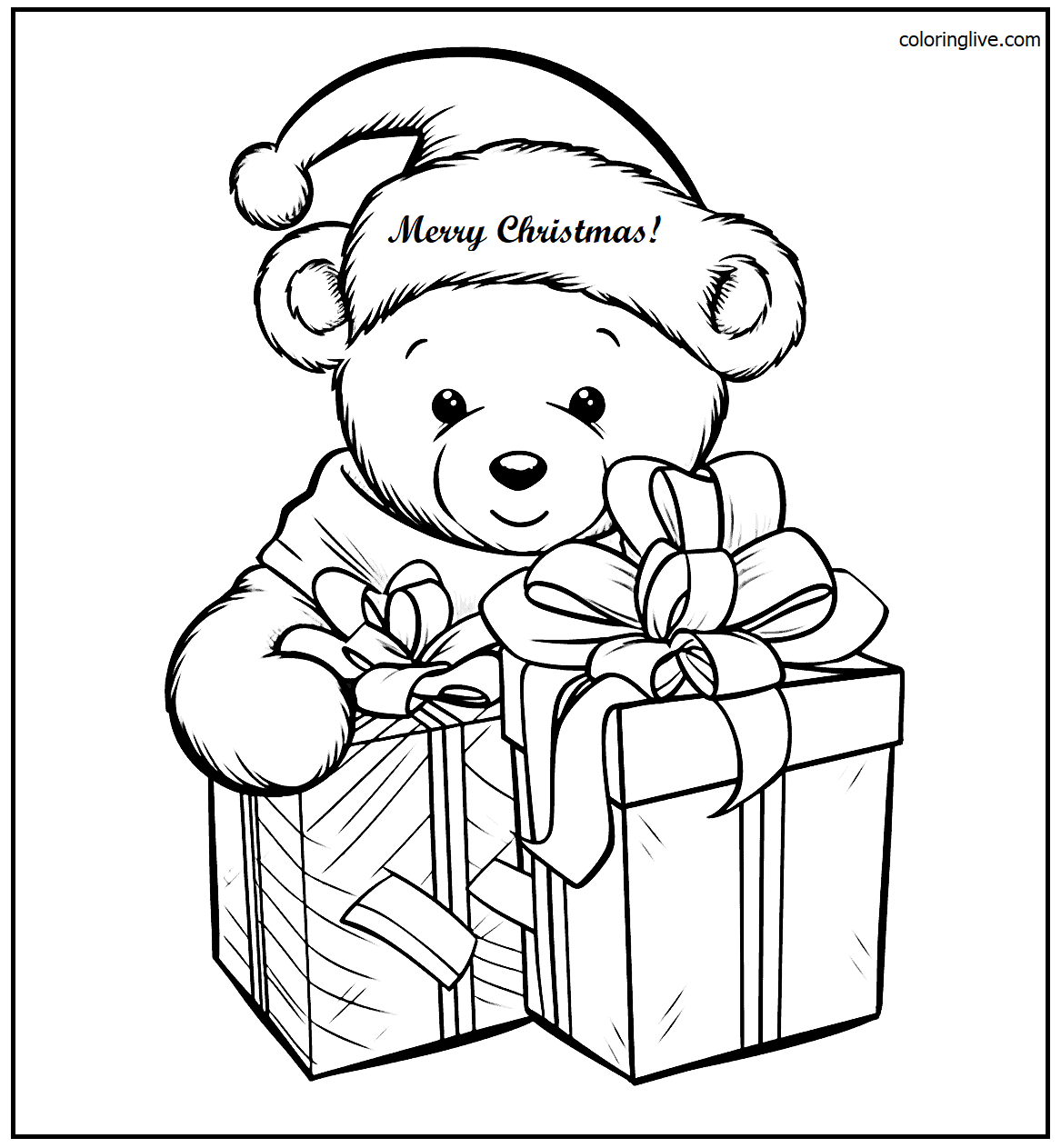 Printable Christmas  Sheet Gift Coloring Page for kids.