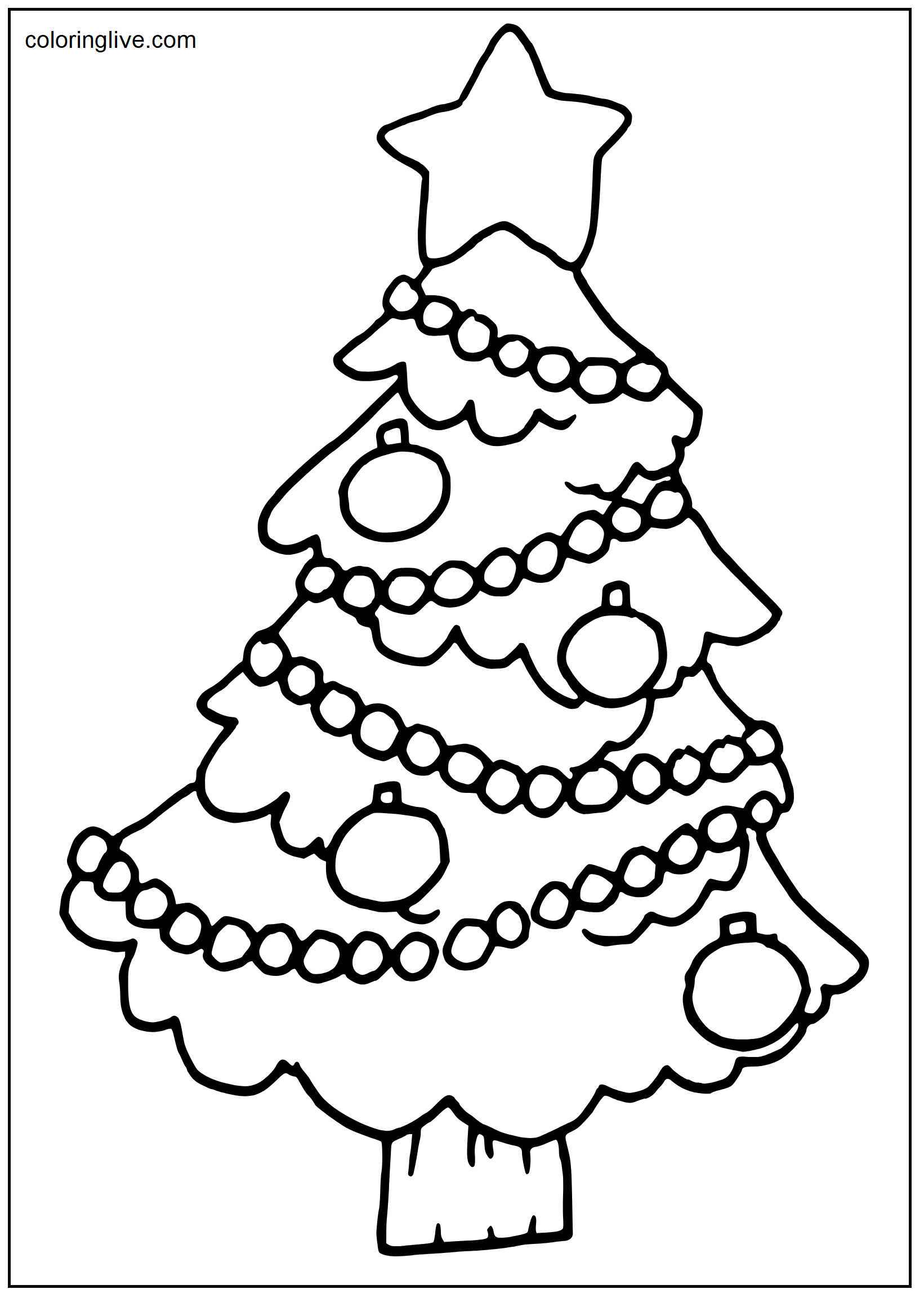 Printable Christmas Tree Coloring Page for kids.