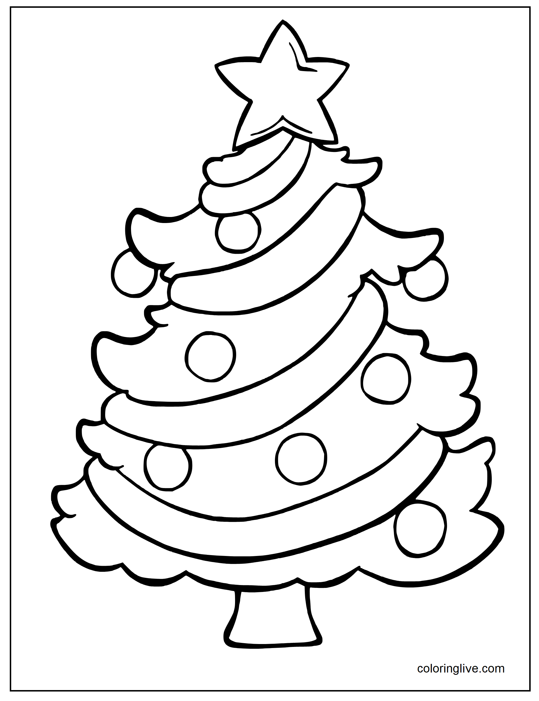 Printable Blank christmas tree  sheet Coloring Page for kids.