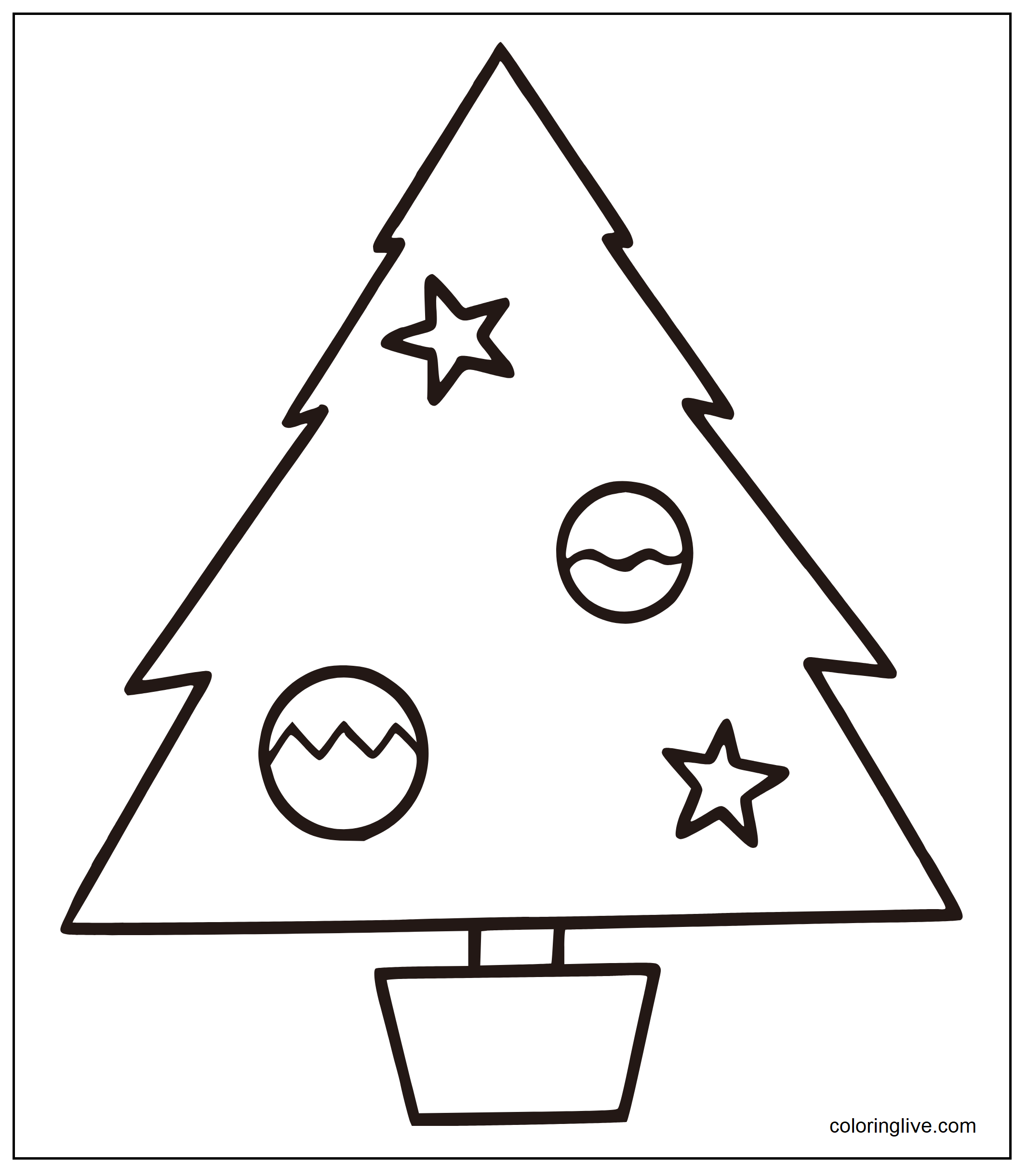 Printable Christmas tree blank for Coloring Page for kids.