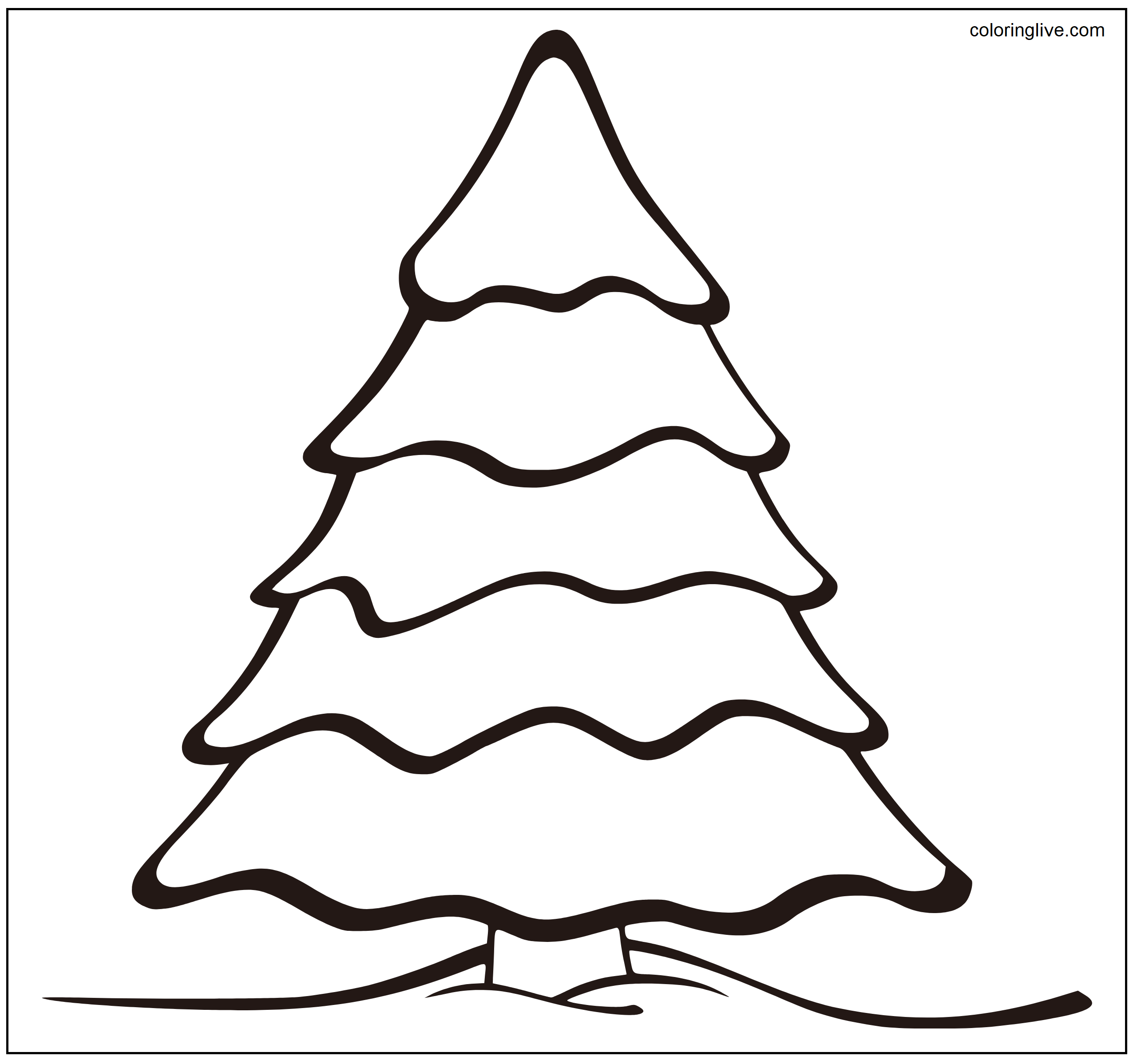 Printable A  christmas tree Coloring Page for kids.