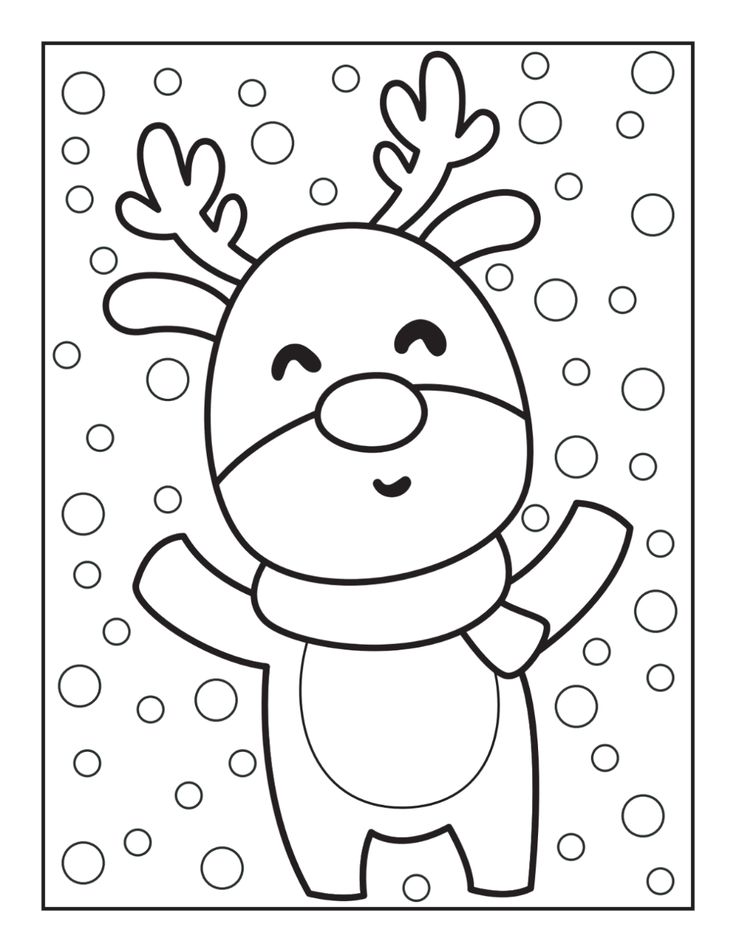 Printable Kawaii christmas Coloring Page for kids.