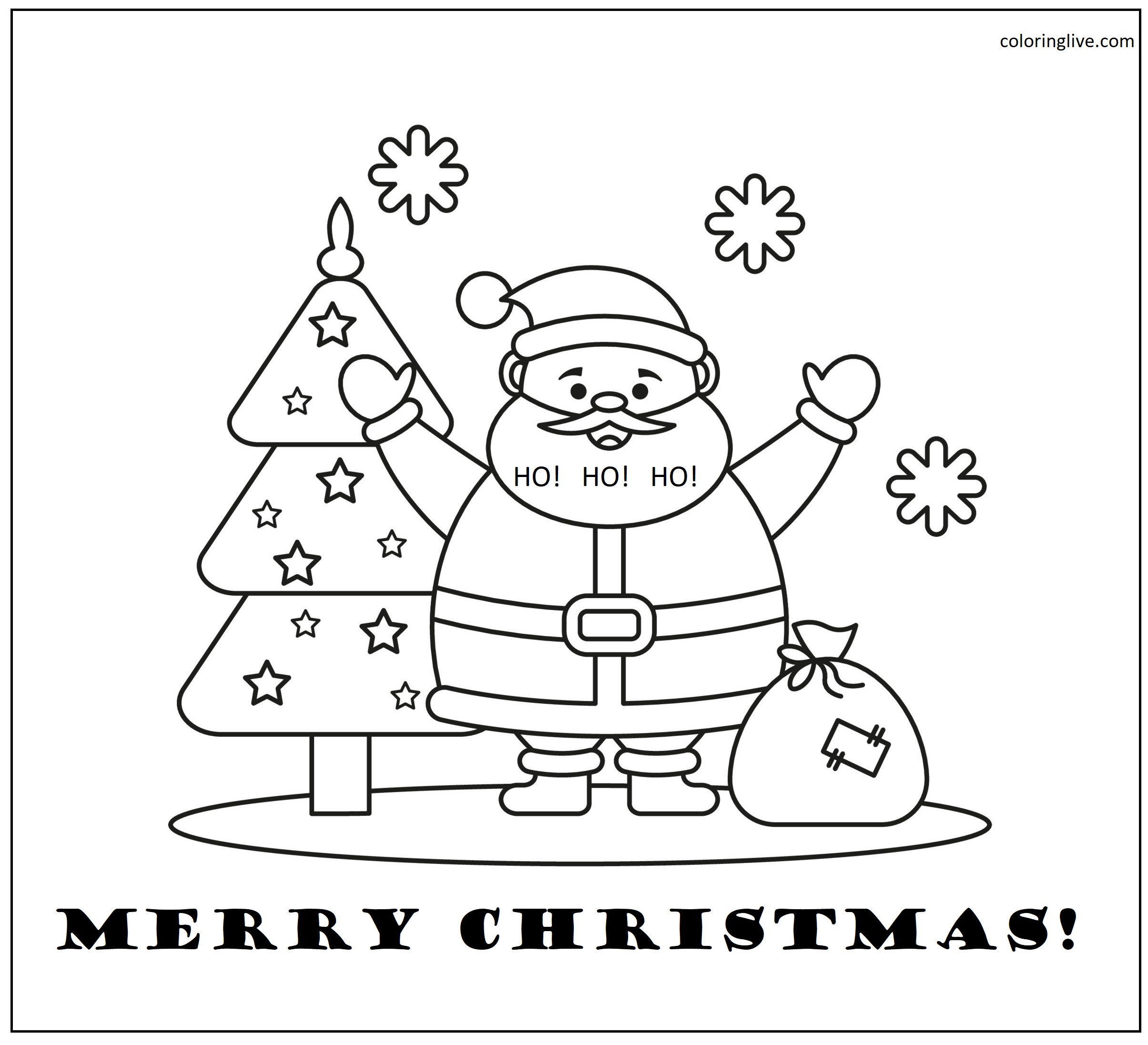 Printable Christmas Santa Coloring Page for kids.