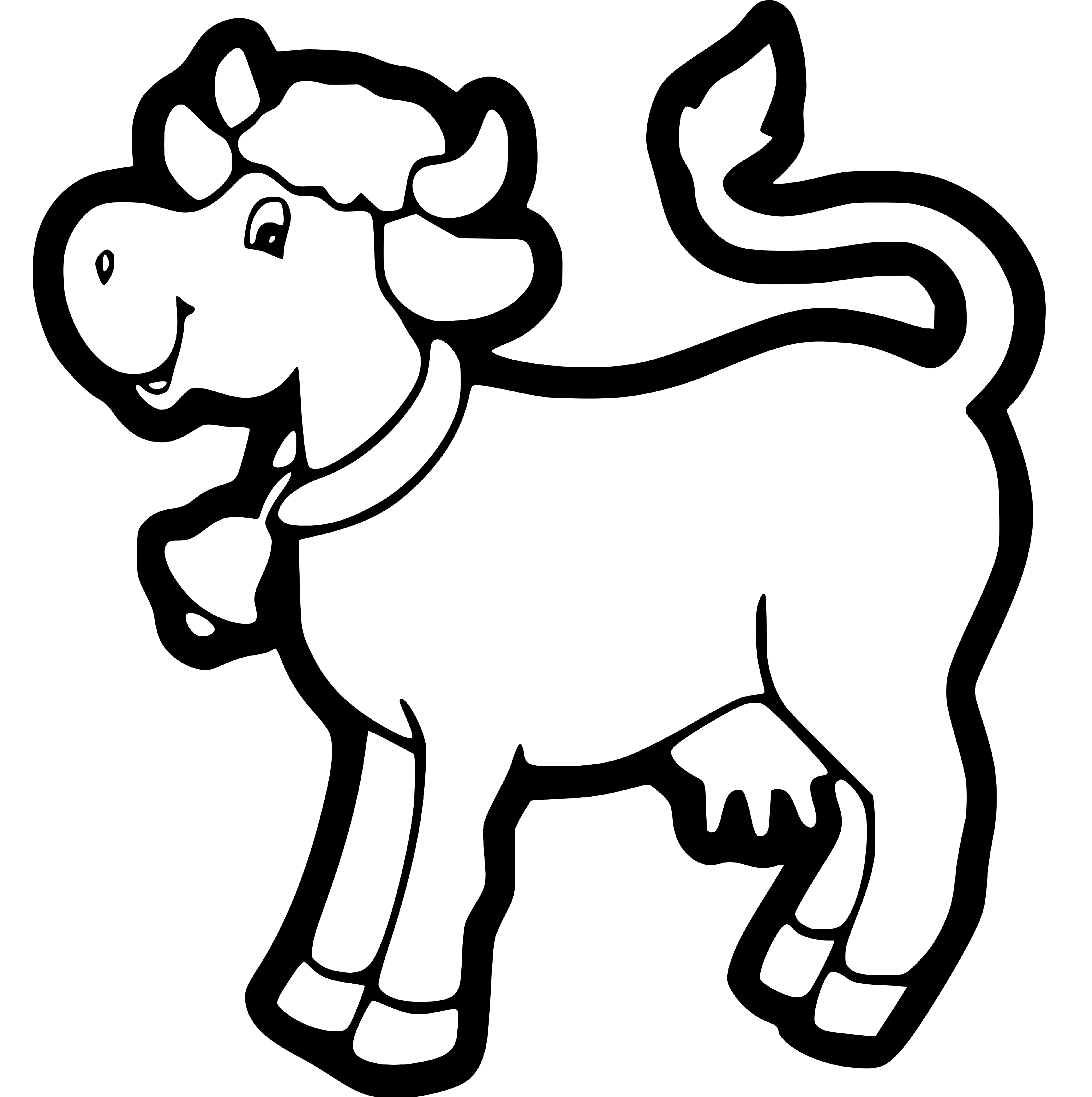 Printable Cartoon Cow Coloring Page for kids.