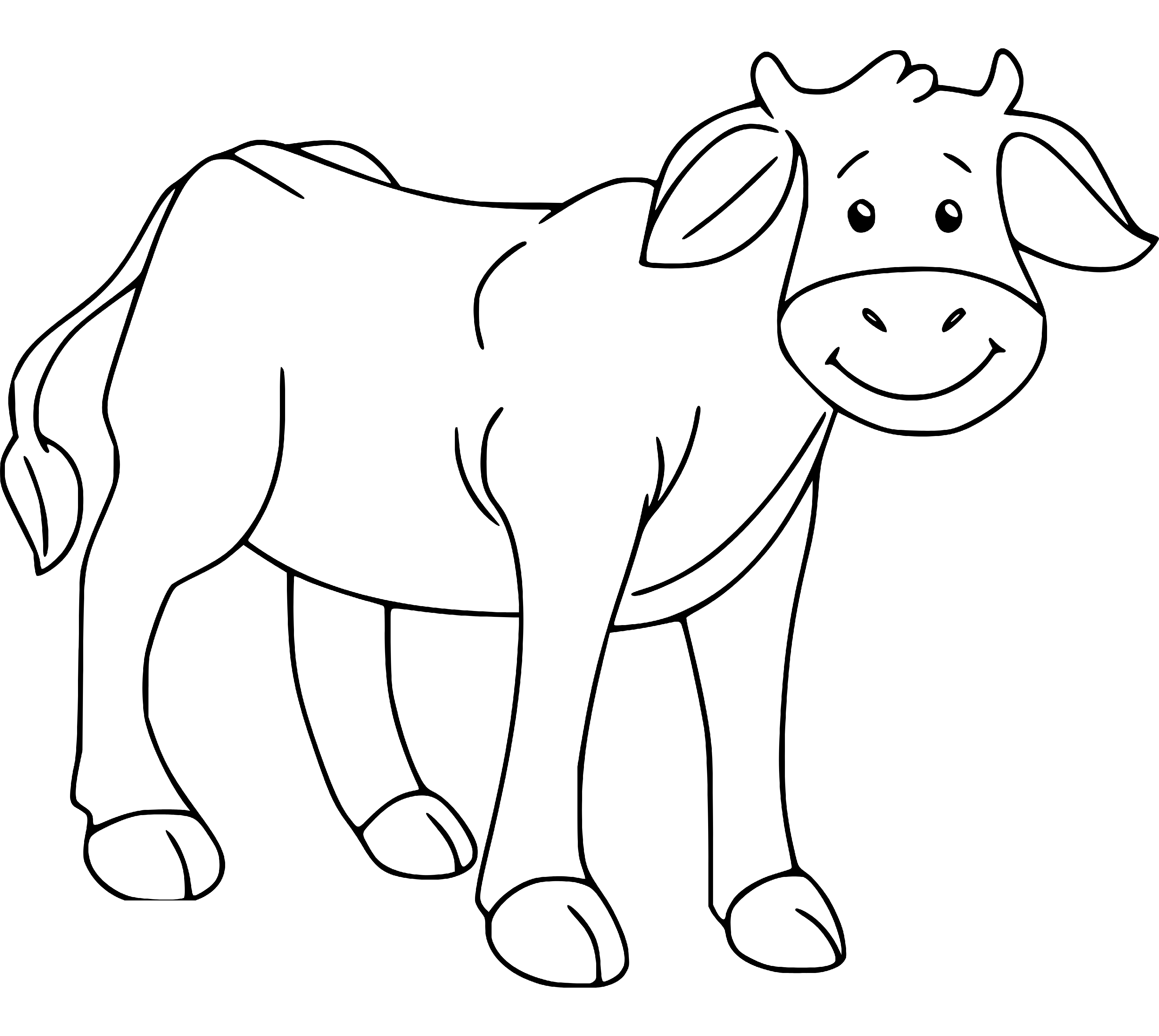 Printable Cute Cow Coloring Page for kids.
