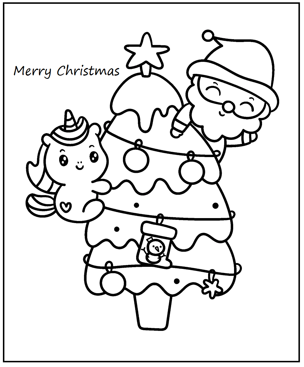 Printable Cute Christmas   3 Coloring Page for kids.