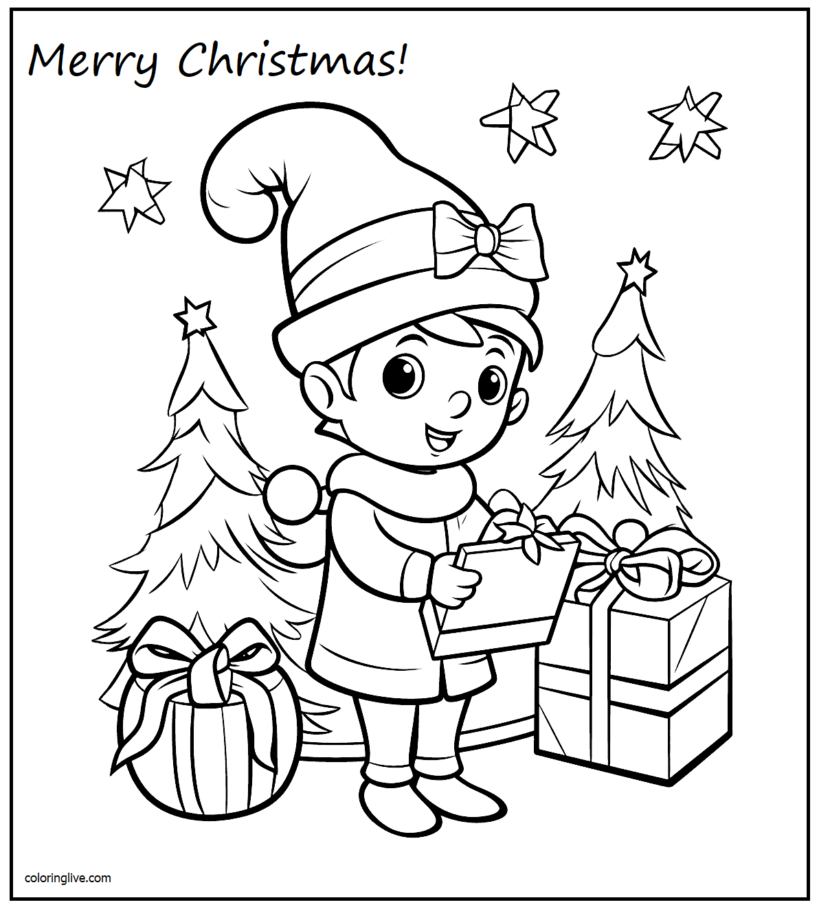 Printable Cute Christmas   7 Coloring Page for kids.