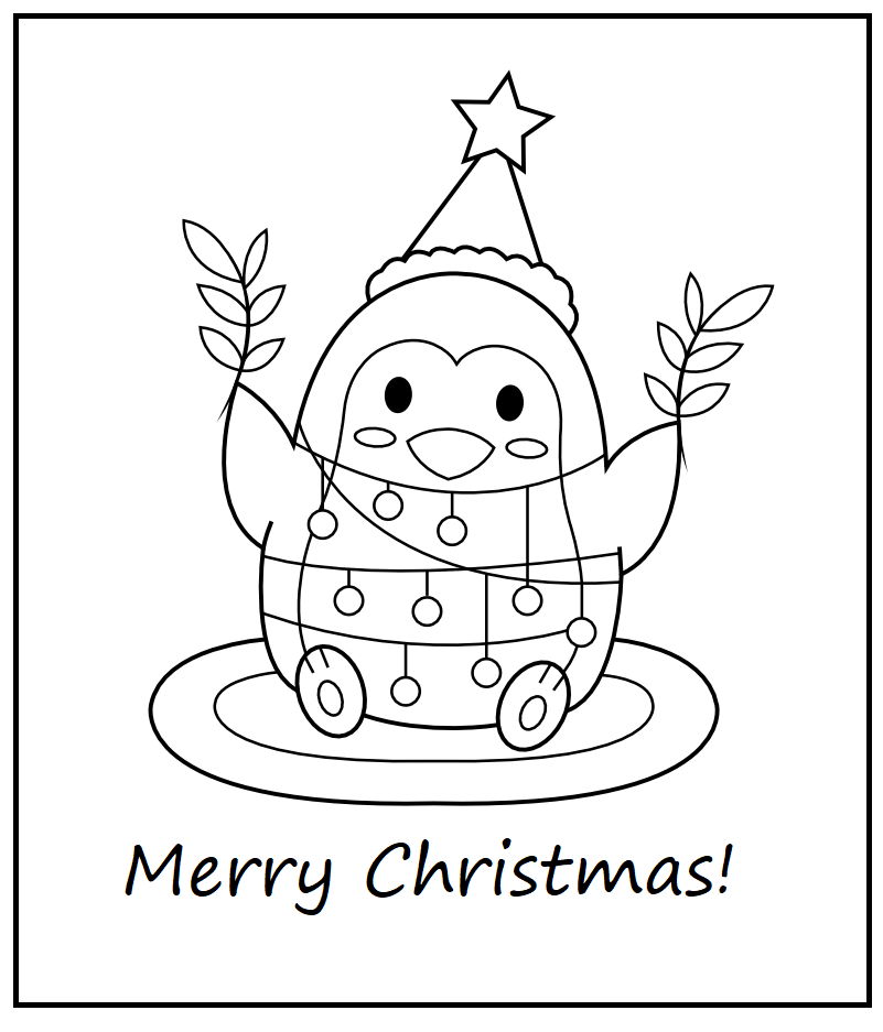 Printable Cute Christmas   2 Coloring Page for kids.