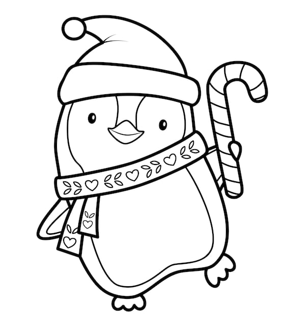 Easy Cute Christmas Coloring Book 10 Pages for Kids - Etsy