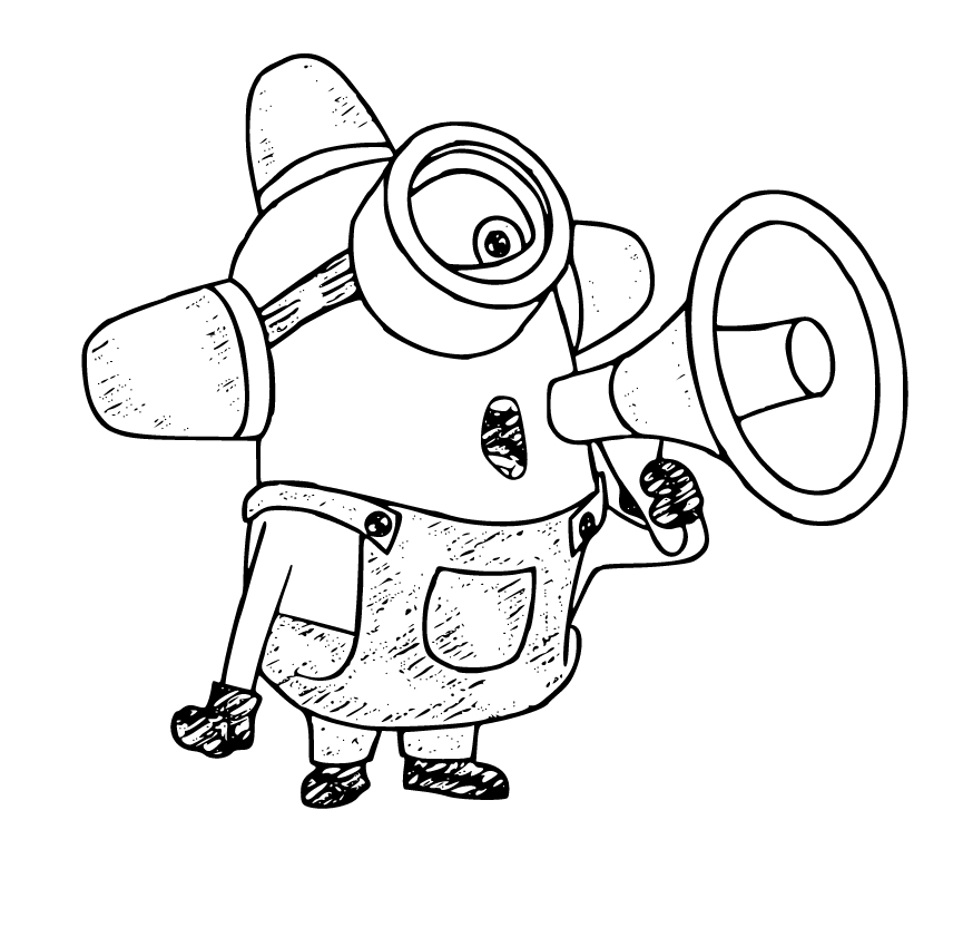 Printable Minion with a prompter Coloring Page for kids.
