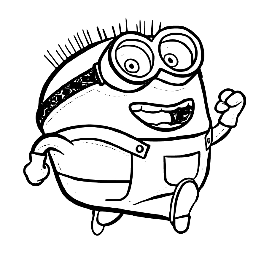 Printable Happy Minion Jerry outline Coloring Page for kids.