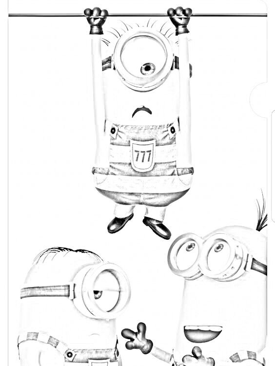 Printable Minion pulling up Coloring Page for kids.