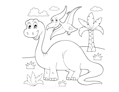 Printable Best Dinosaur    and Adults Coloring Page for kids.