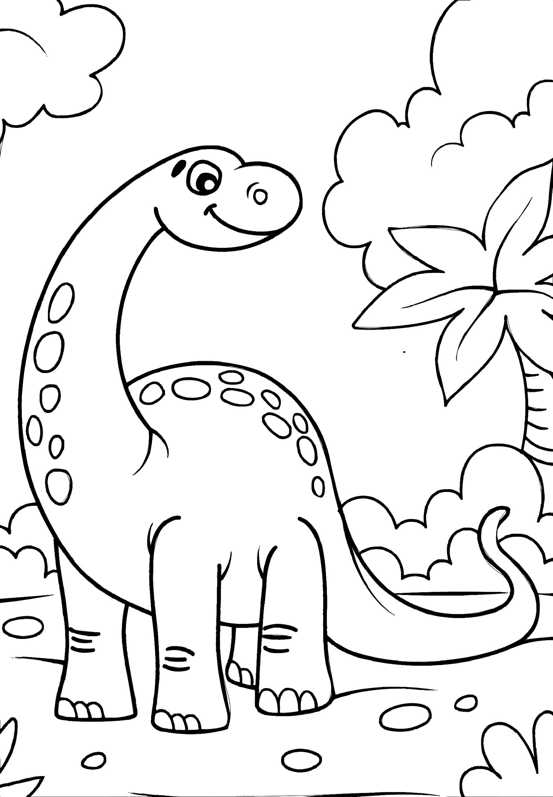 Printable PRINTABLE Dinosaur Coloring Page for kids.