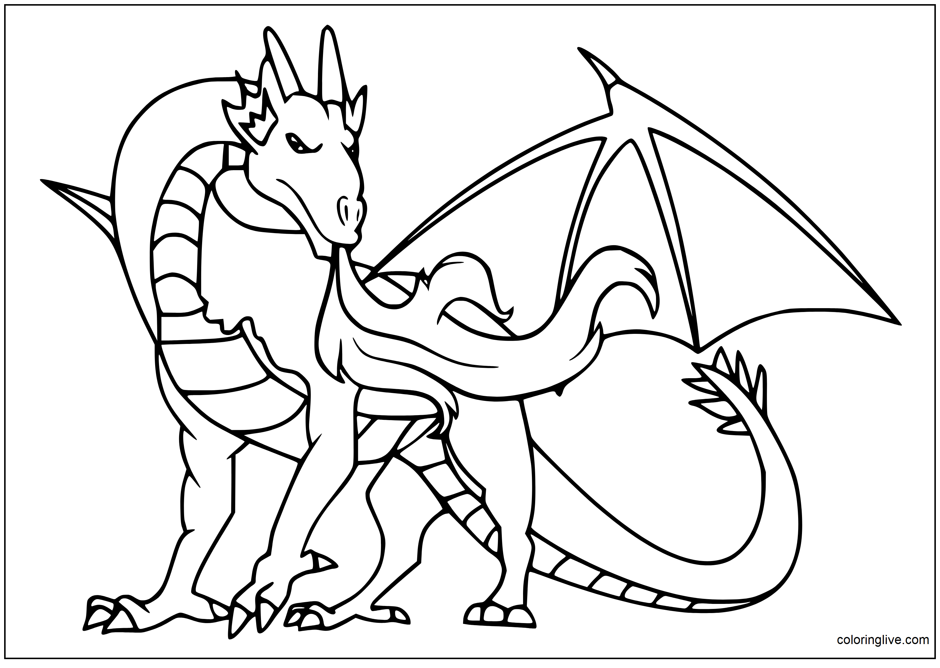 Printable a Noble Dragon Coloring Page for kids.