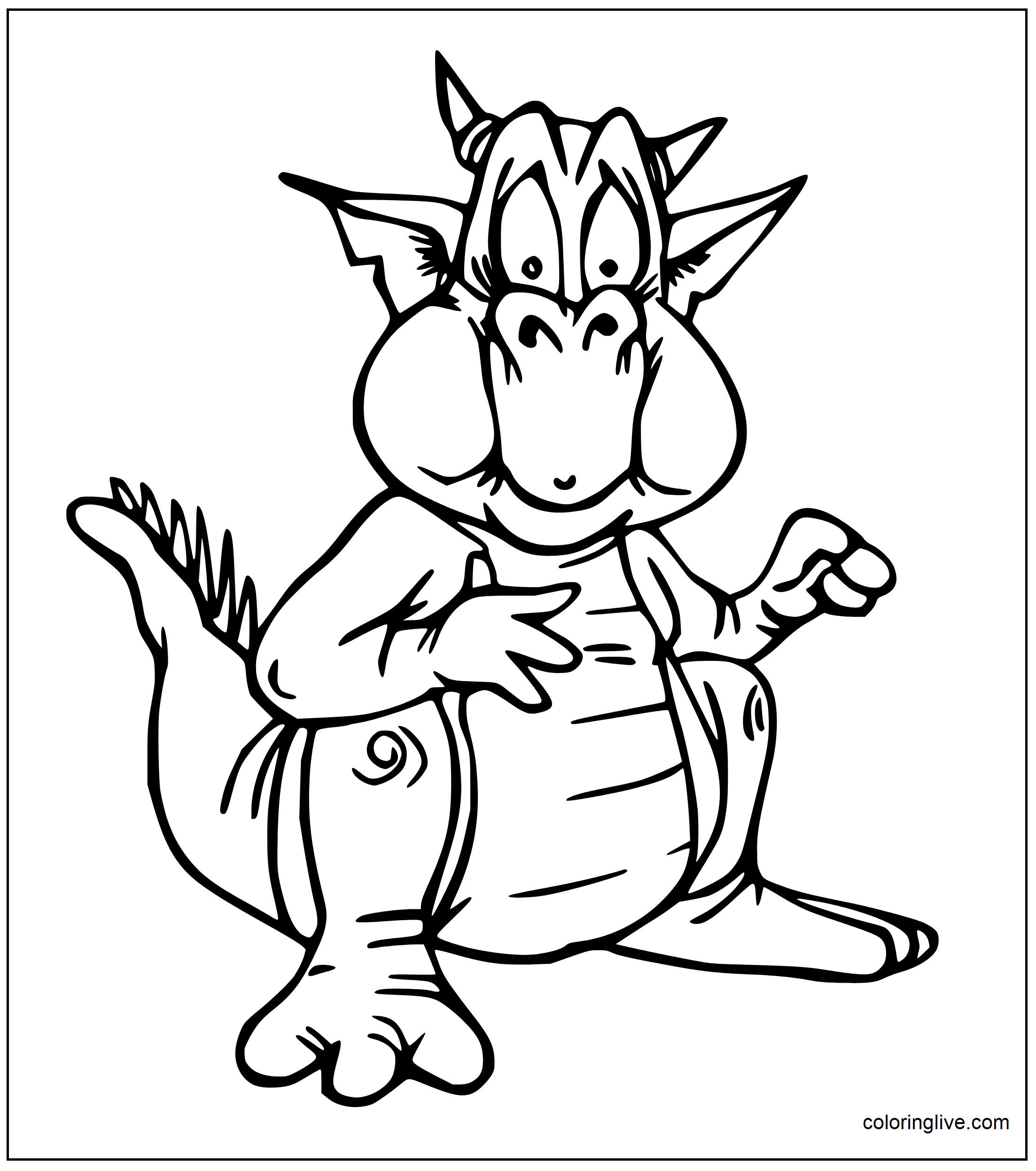 Printable Fat dragon  sheet Coloring Page for kids.