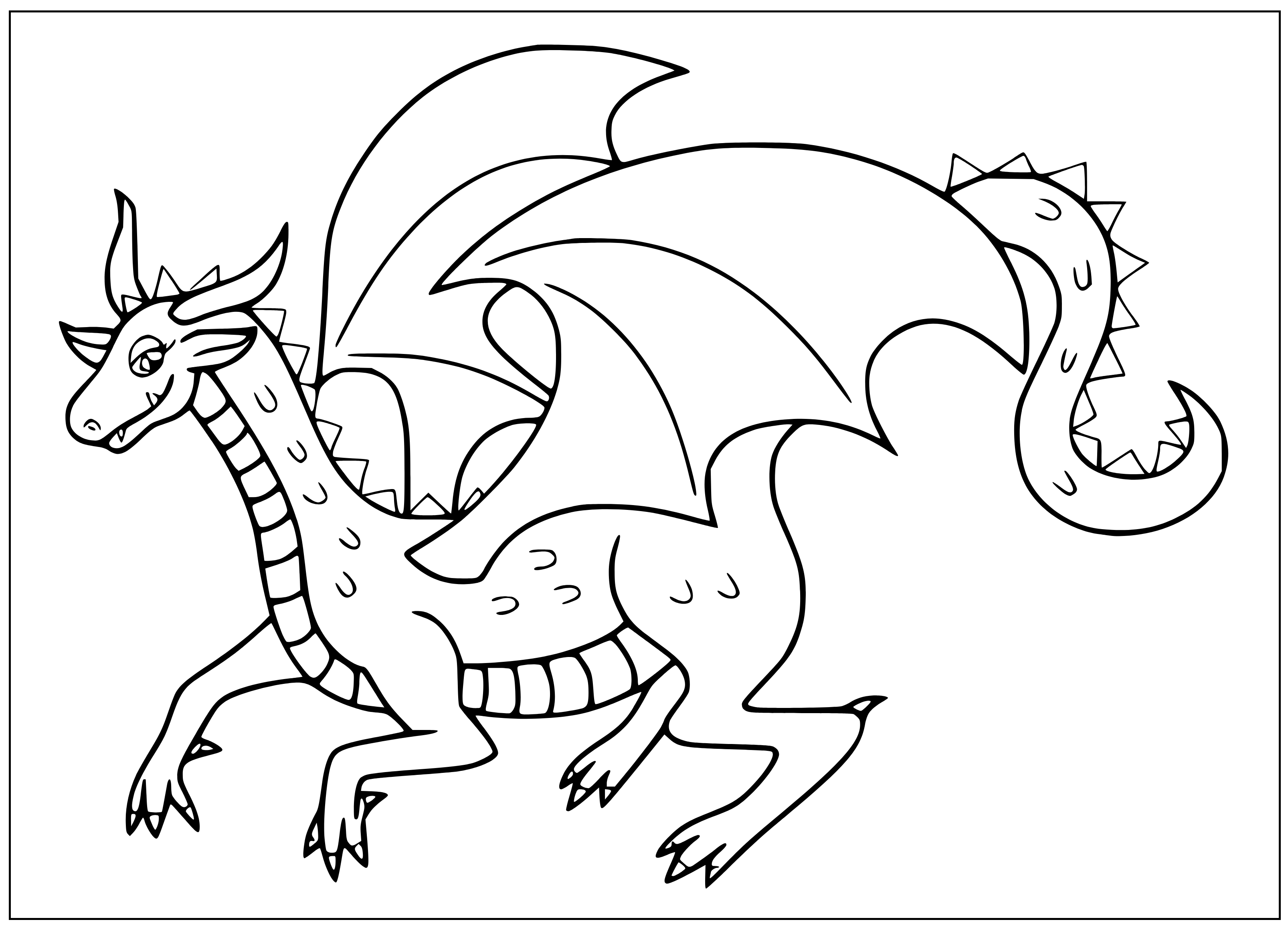 Printable and  Dragon to color Coloring Page for kids.