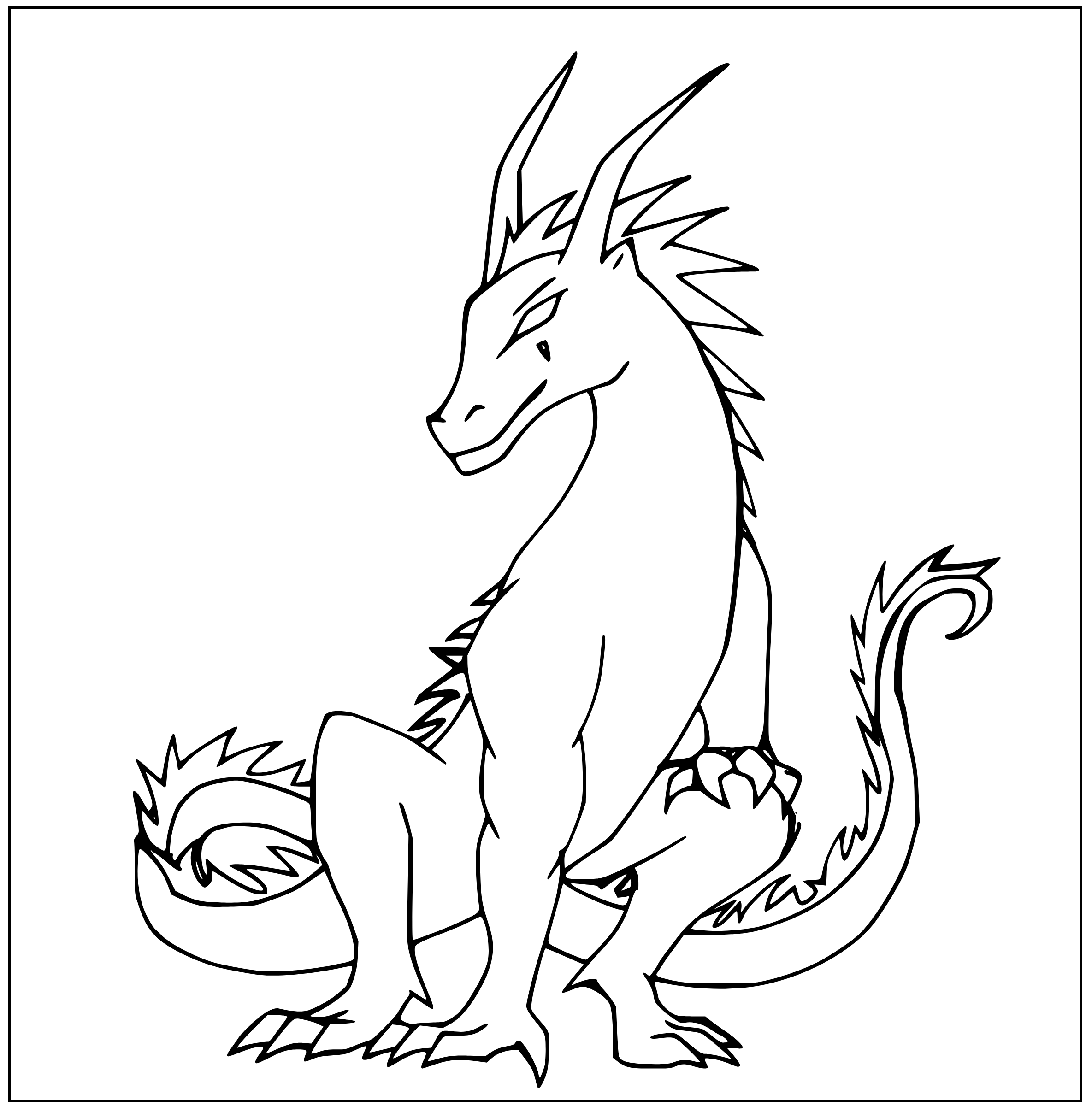 Printable a Huge Dragon Coloring Page for kids.