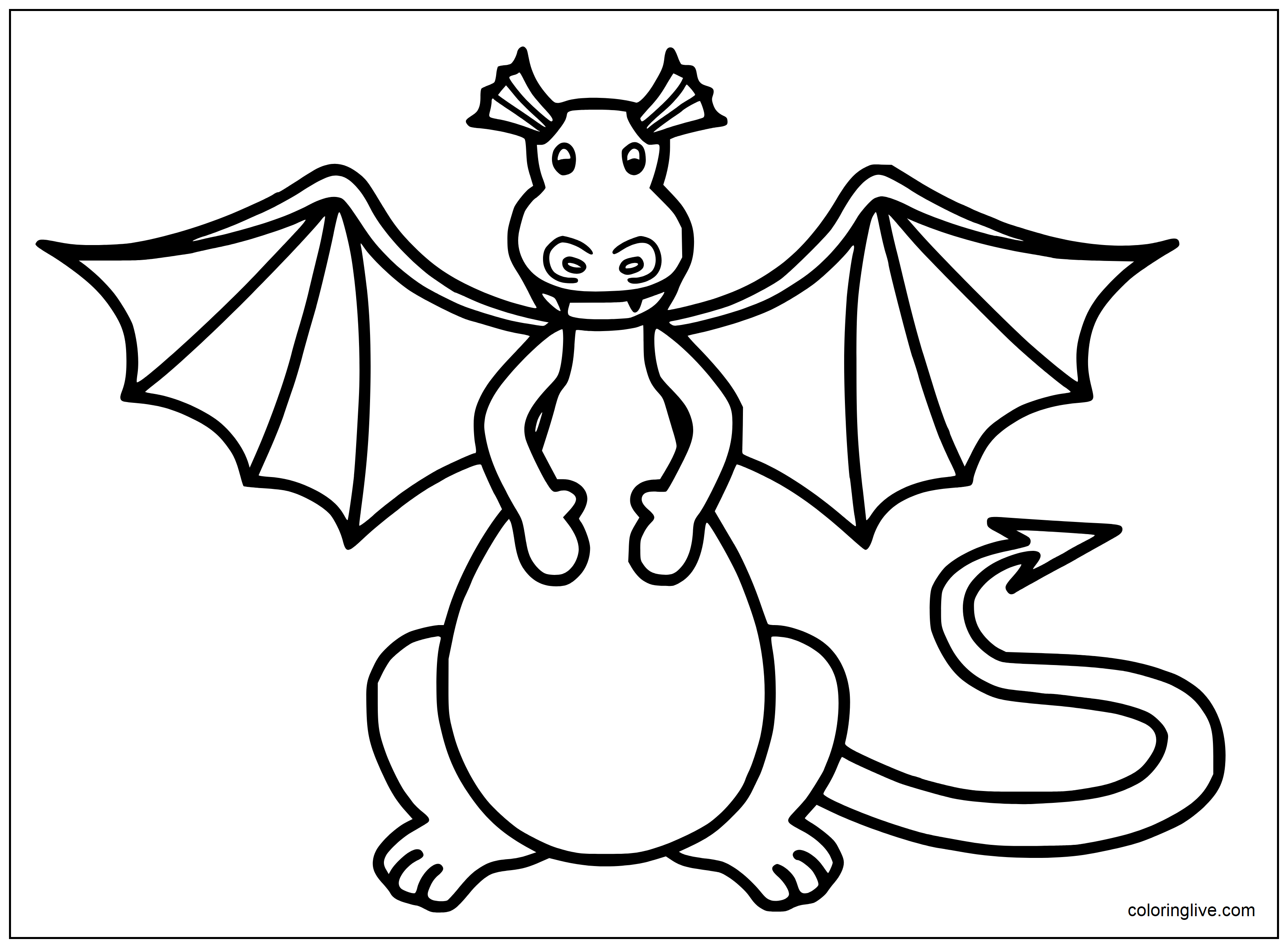 Printable Dragon like a cow Coloring Page for kids.