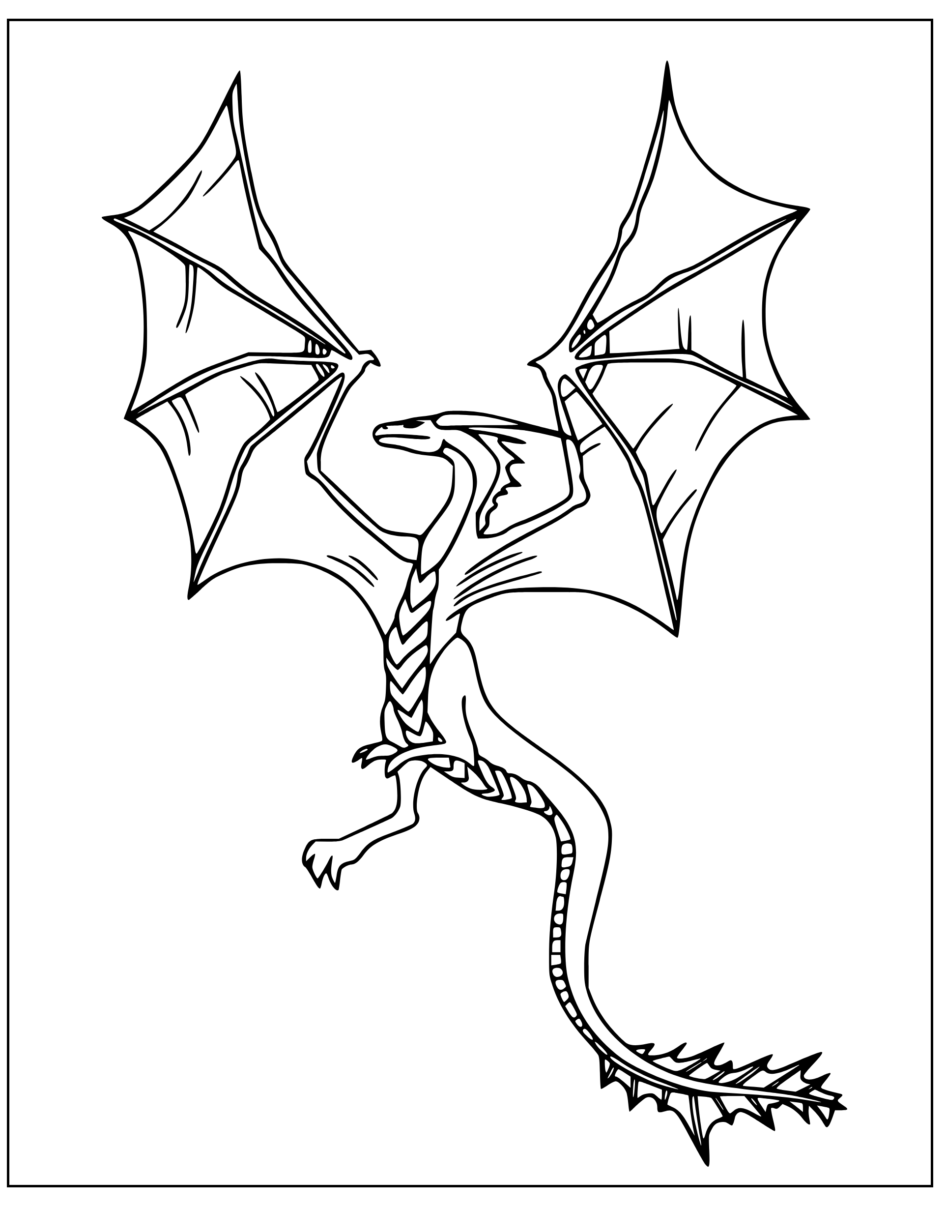 Printable Flying Dragon Coloring Page for kids.