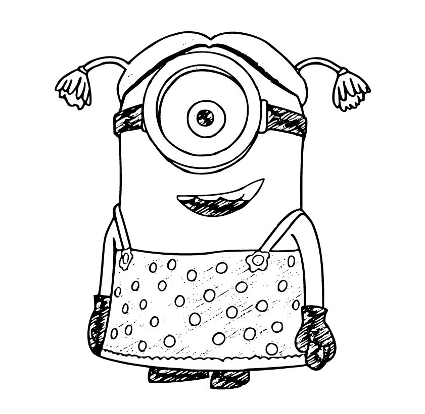 Printable One-eyed Minion Coloring Page for kids.