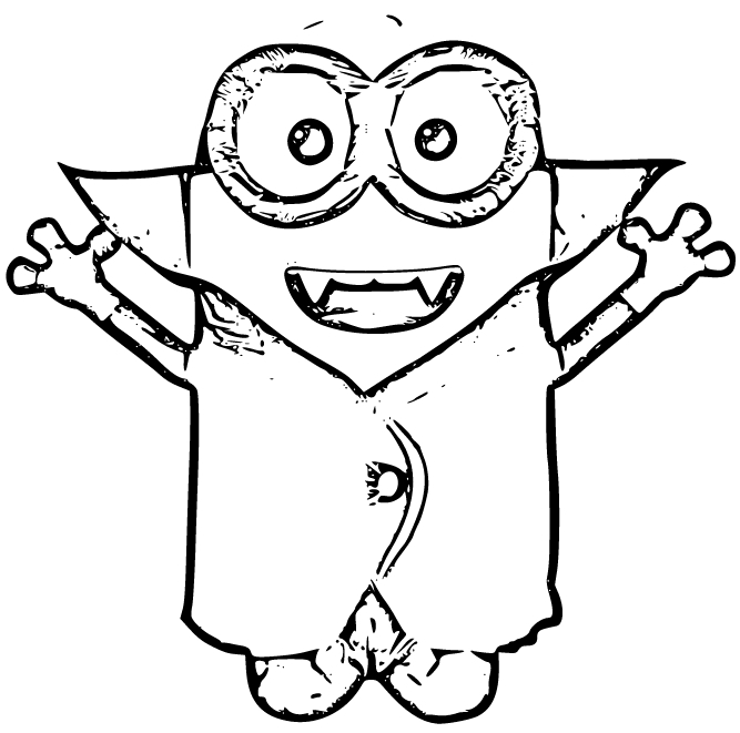 Minion Halloween Costume Coloring Page Printable for Kids, Free, Simple and Easy, as PDF