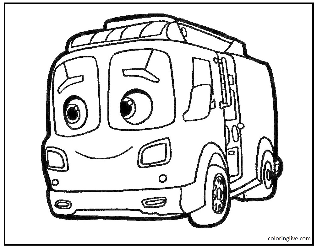 Printable Firebuds Bus Coloring Page for kids.