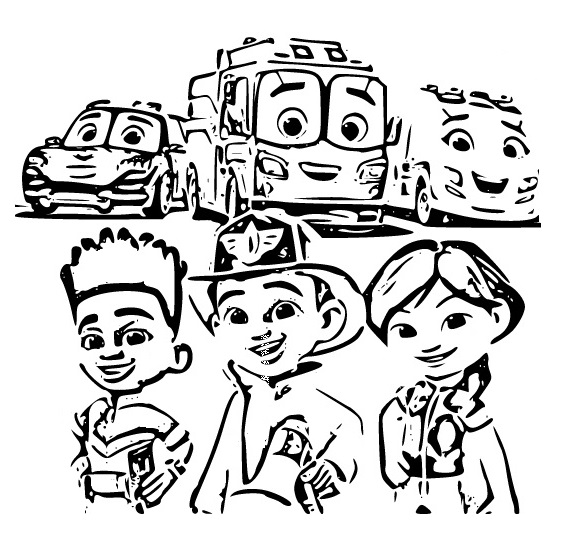 Printable Bo, Jayden and Violet Coloring Page for kids.