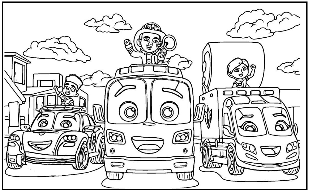 Printable Firebuds the Team Coloring Page for kids.