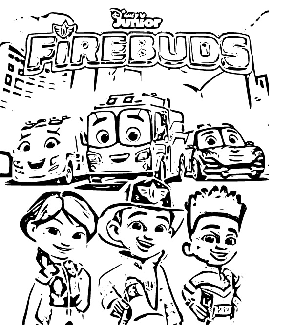 Printable Disney Junior Firebuds outline Coloring Page for kids.