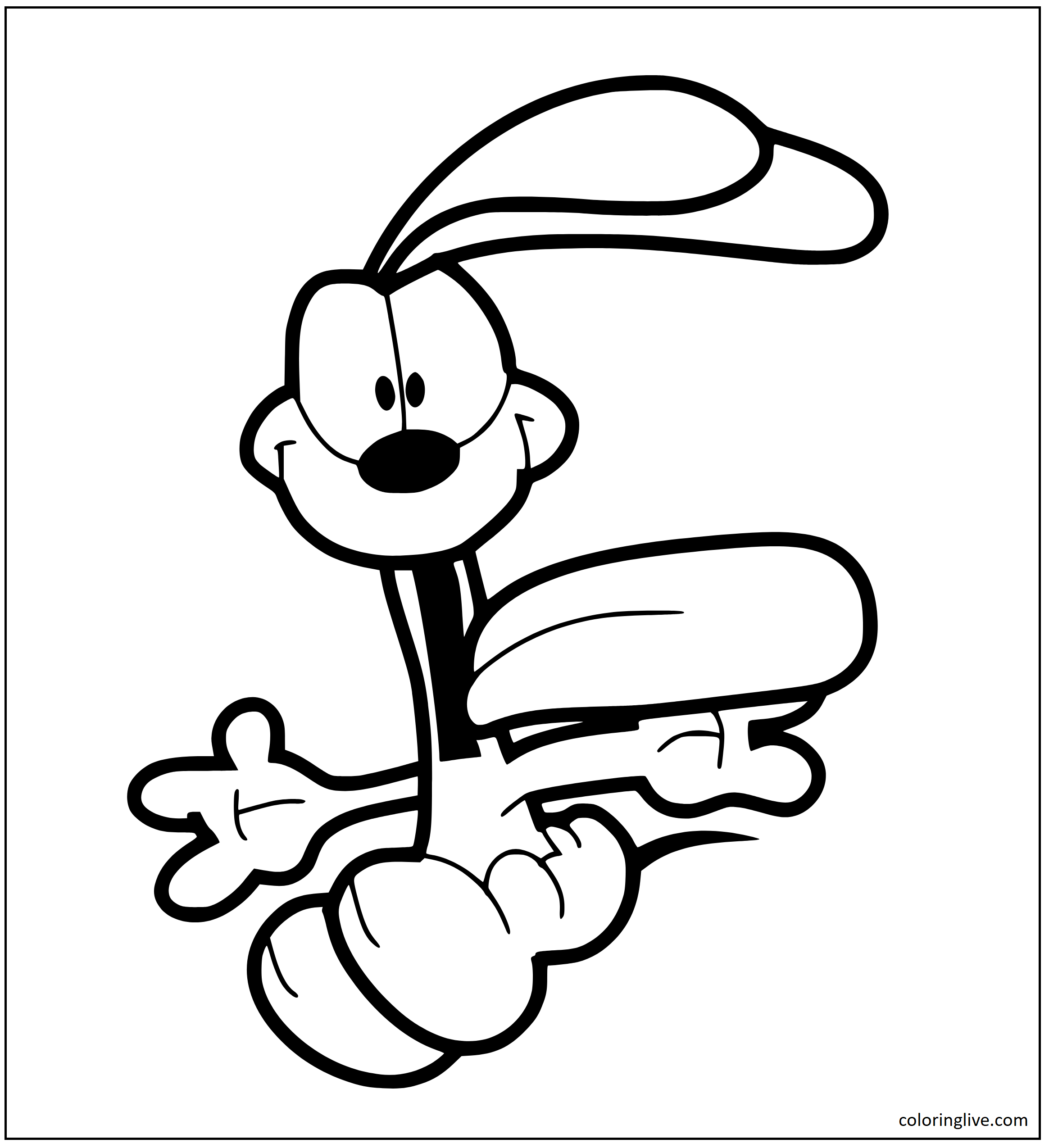 Printable Odie  sheet from Garfield Coloring Page for kids.