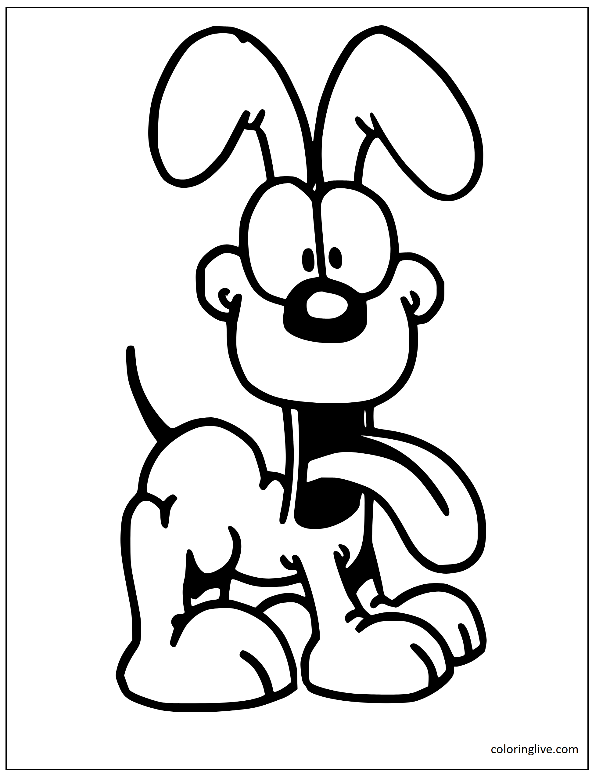 Printable Odie  sheet Garfield Coloring Page for kids.