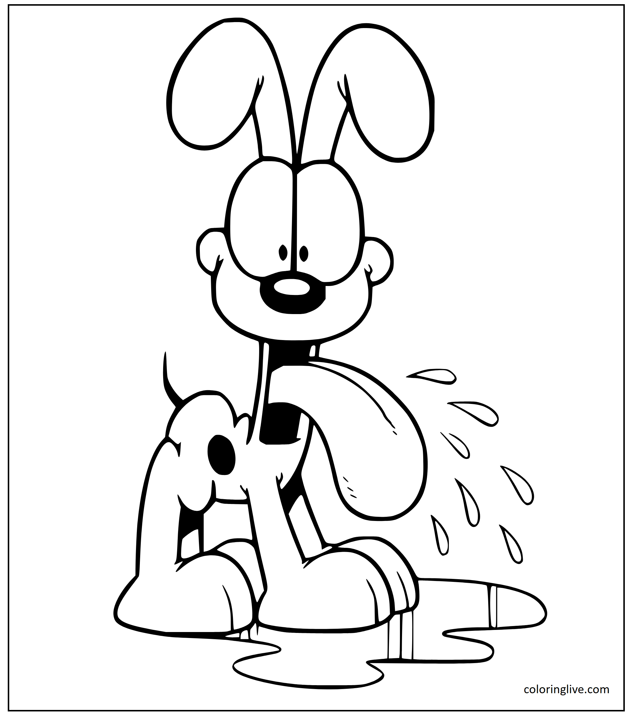 Printable Odie to color Coloring Page for kids.