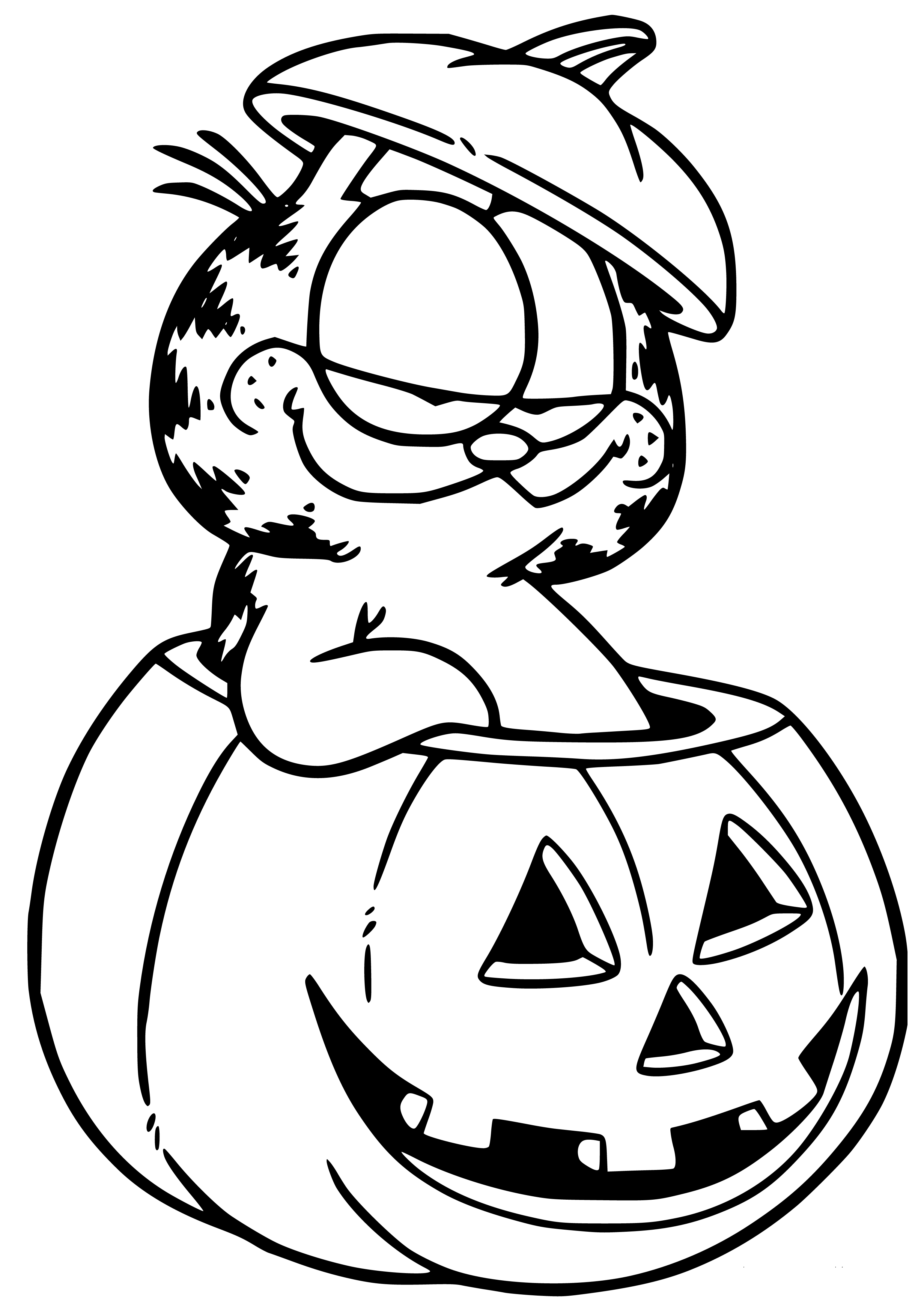Printable Garfield Halloween Coloring Page for kids.